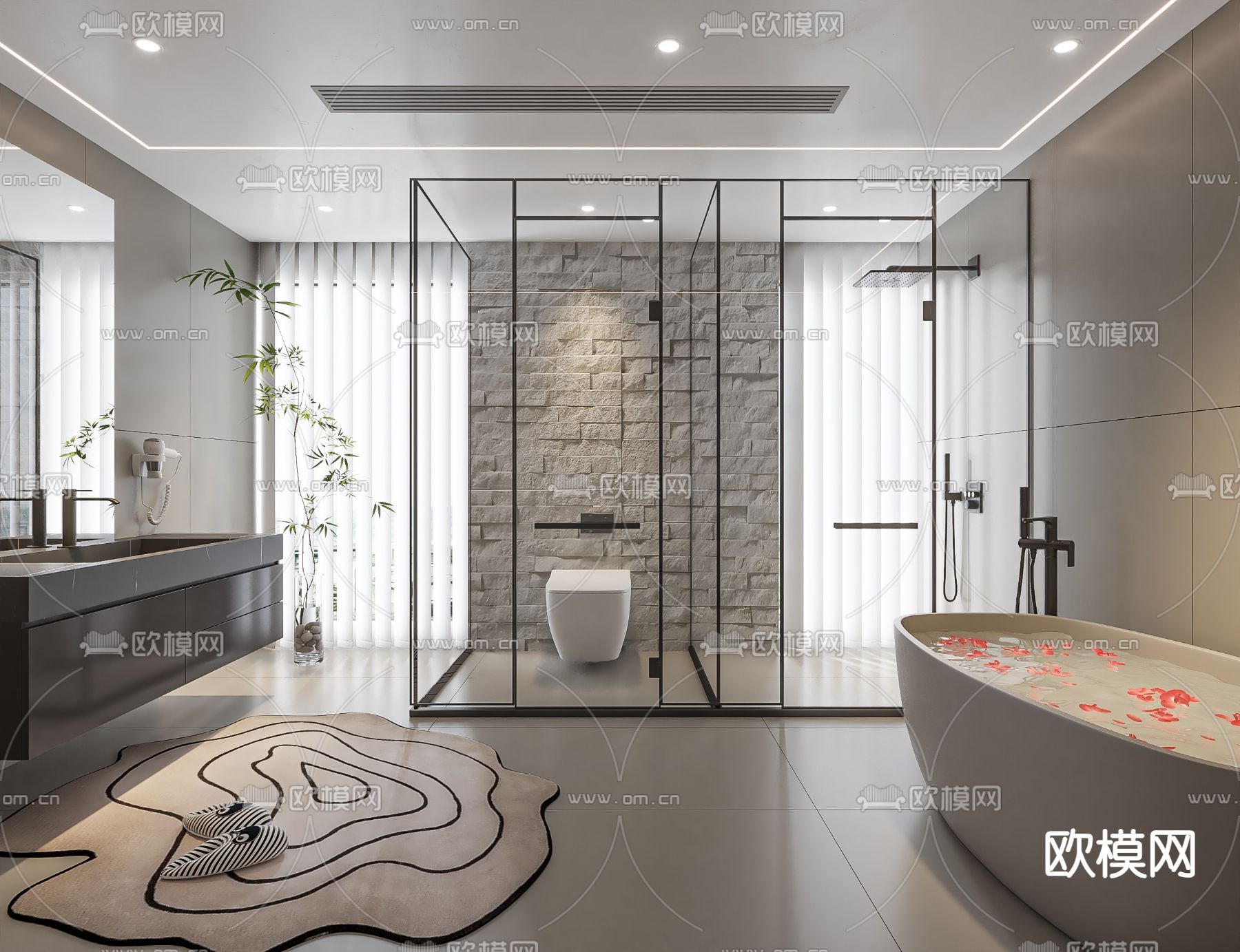 现代卫生间 浴室su模型下载（渲染图2）