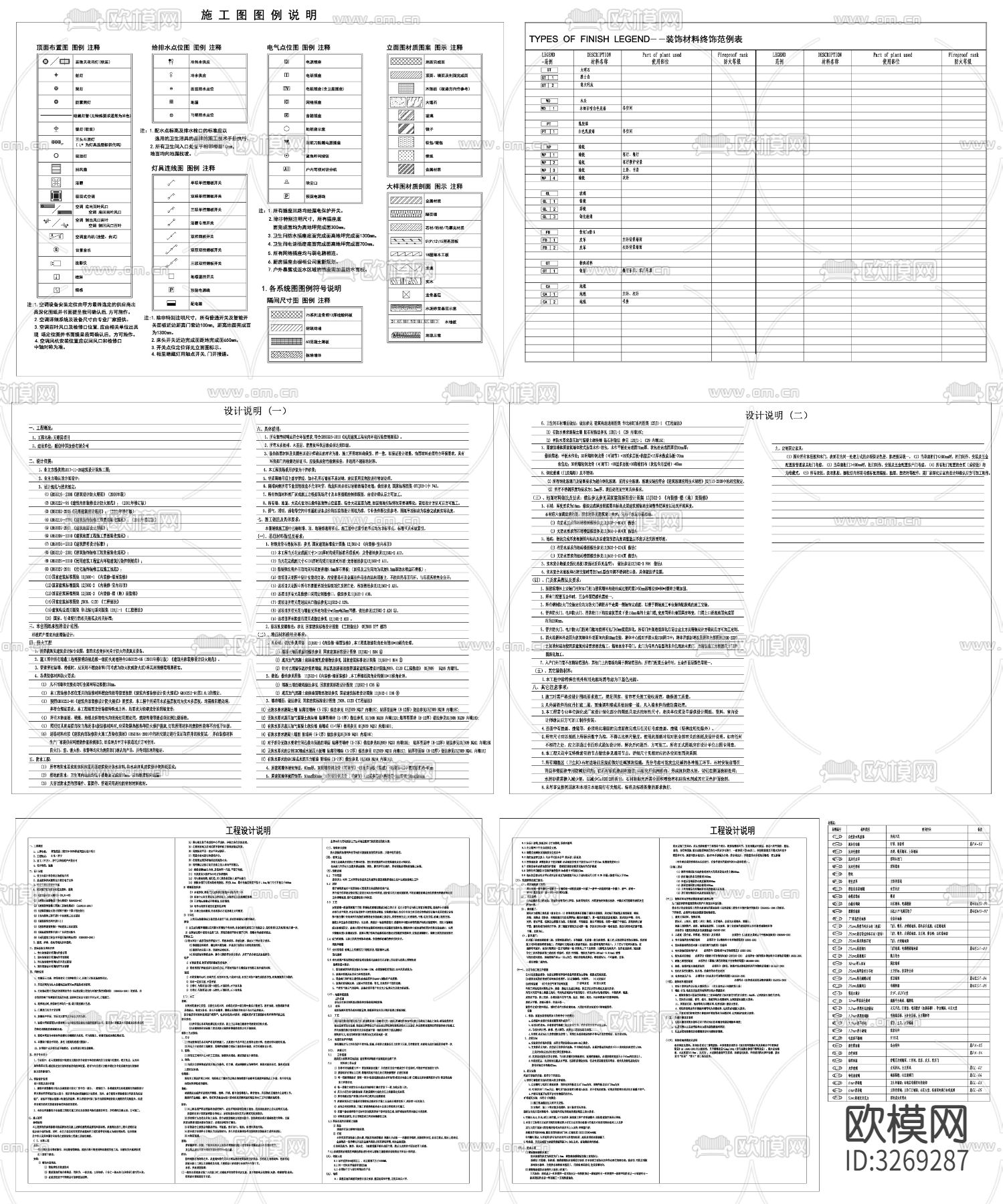 家装施工材料表说明目录图例说明cad平面图下载（渲染图4）