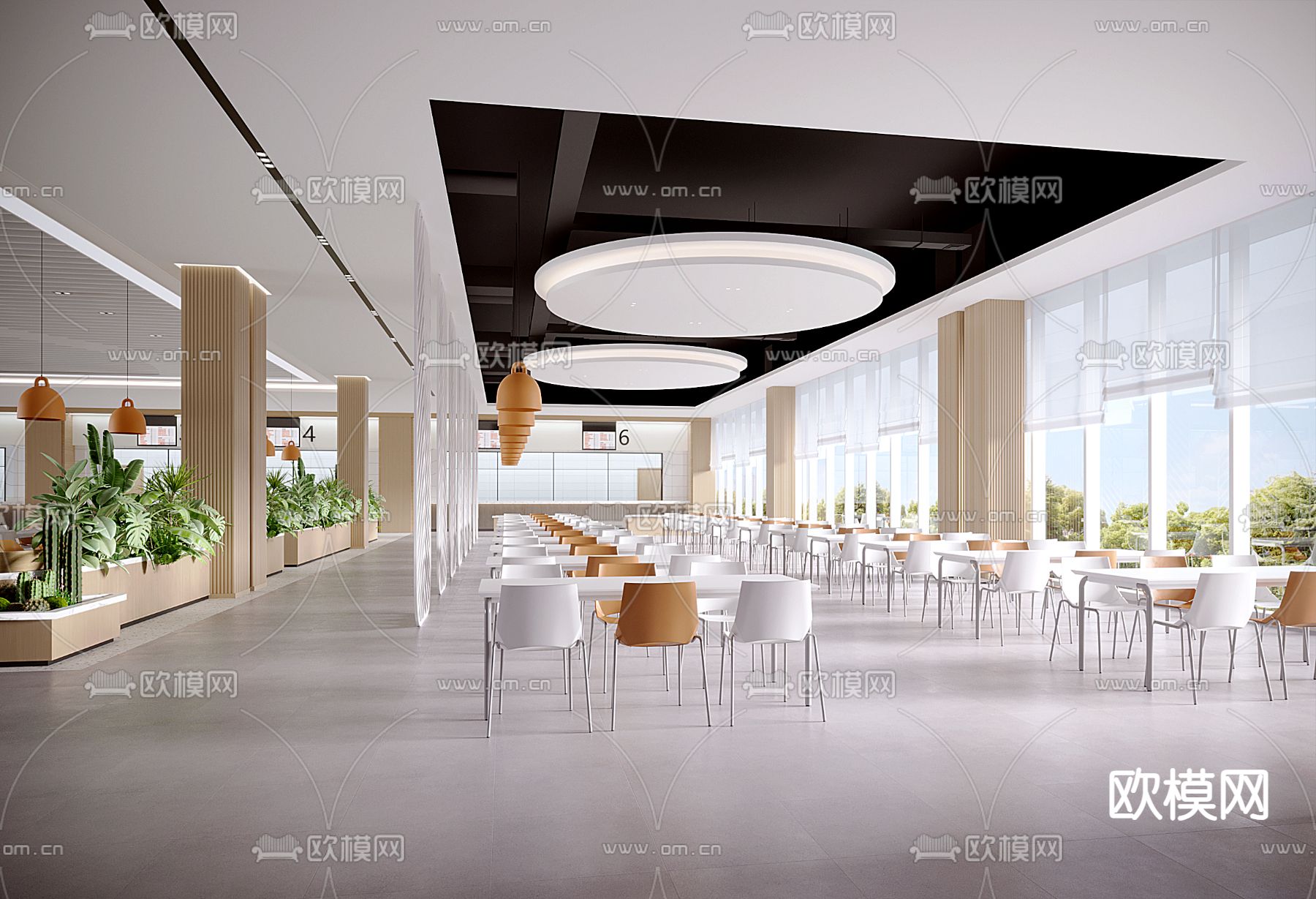 员工食堂 职工食堂3d模型下载