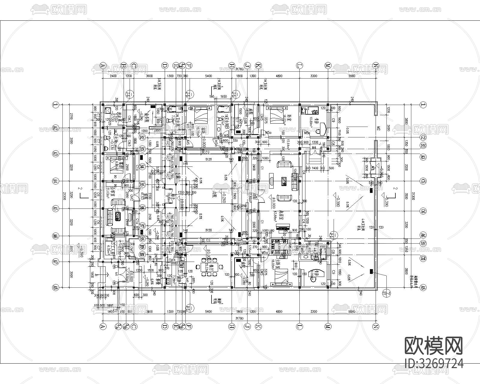 传统四合院单层cad平面图下载