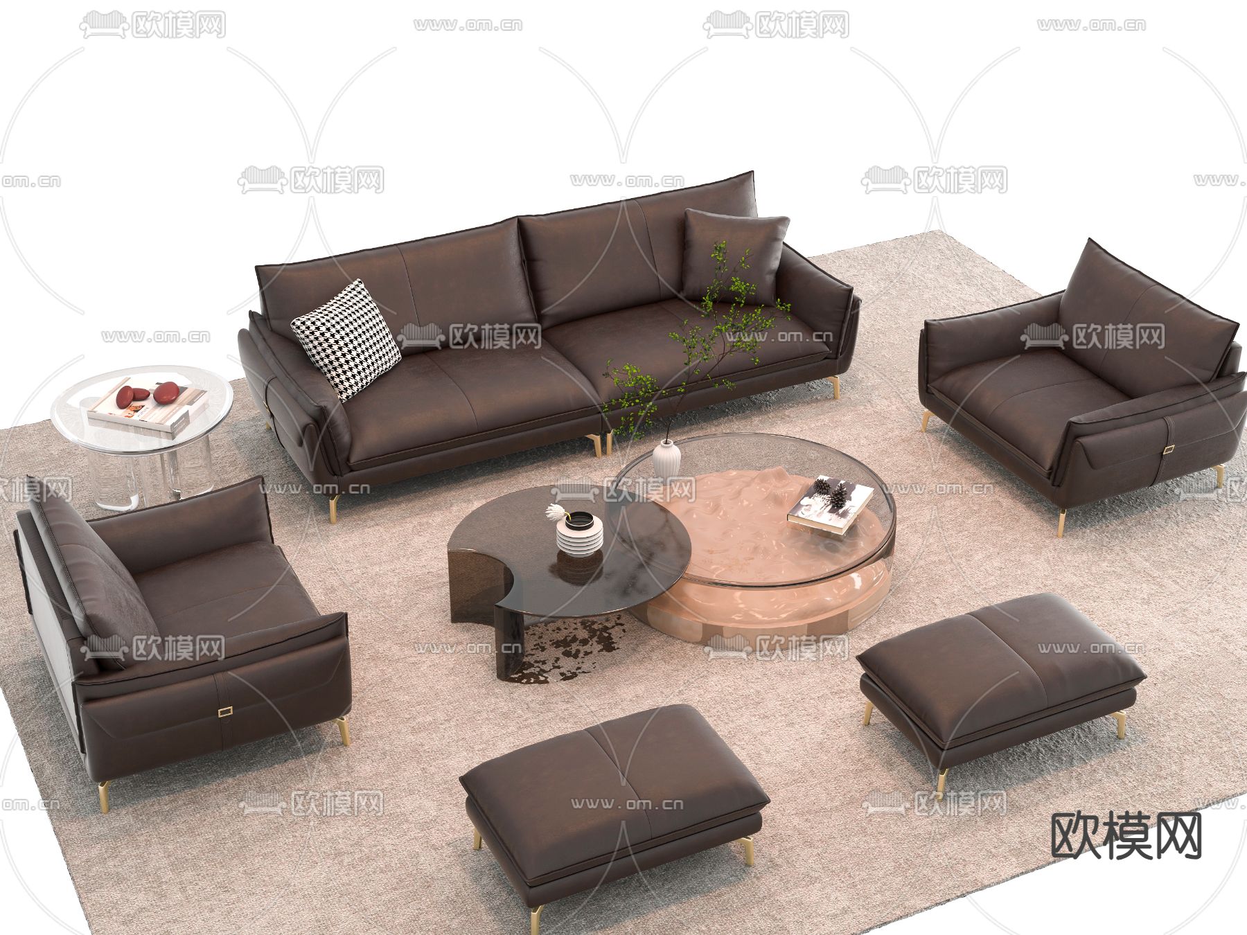 现代沙发茶几3d模型下载