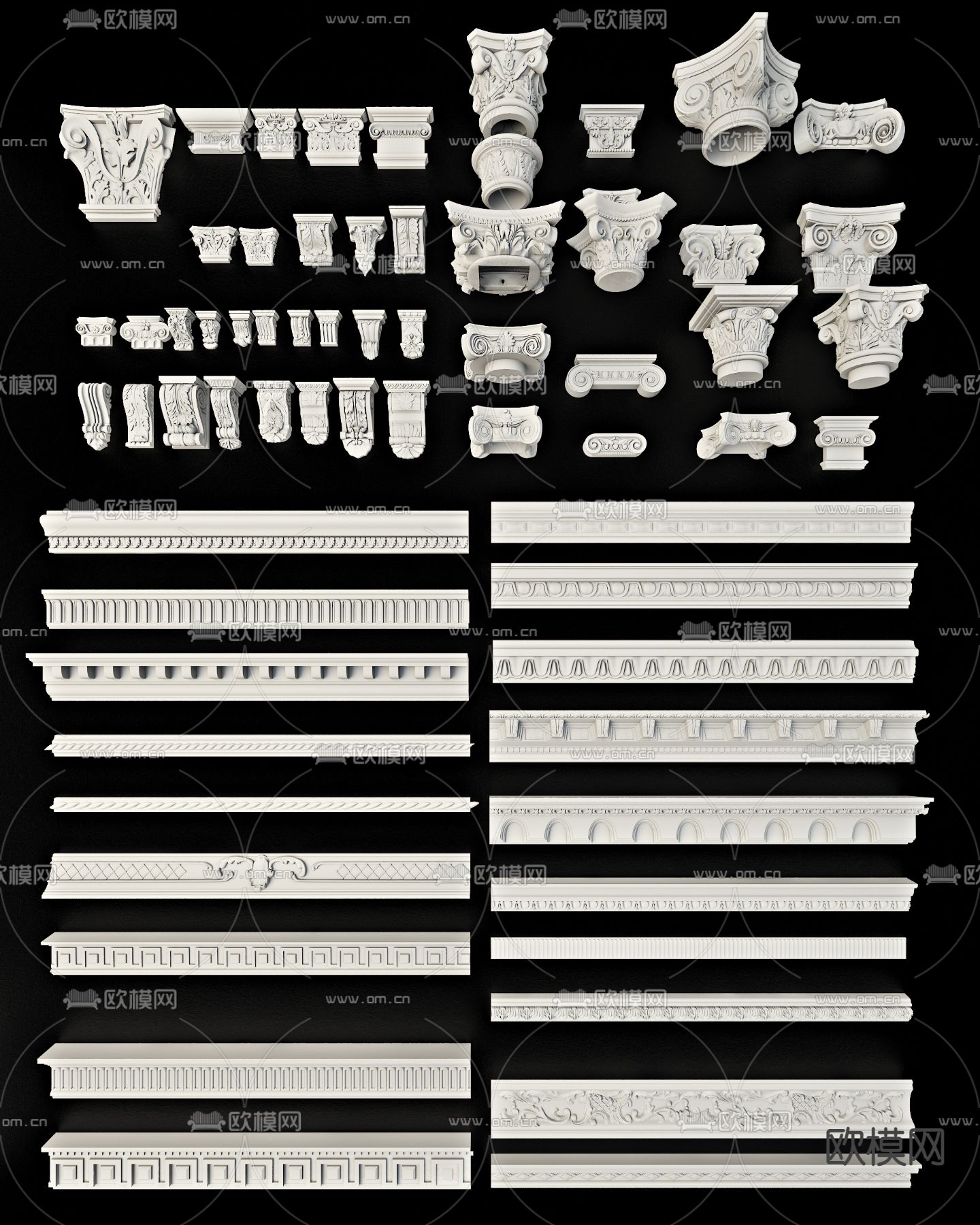 欧式古典柱子 圆柱 罗马柱3d模型下载（渲染图3）