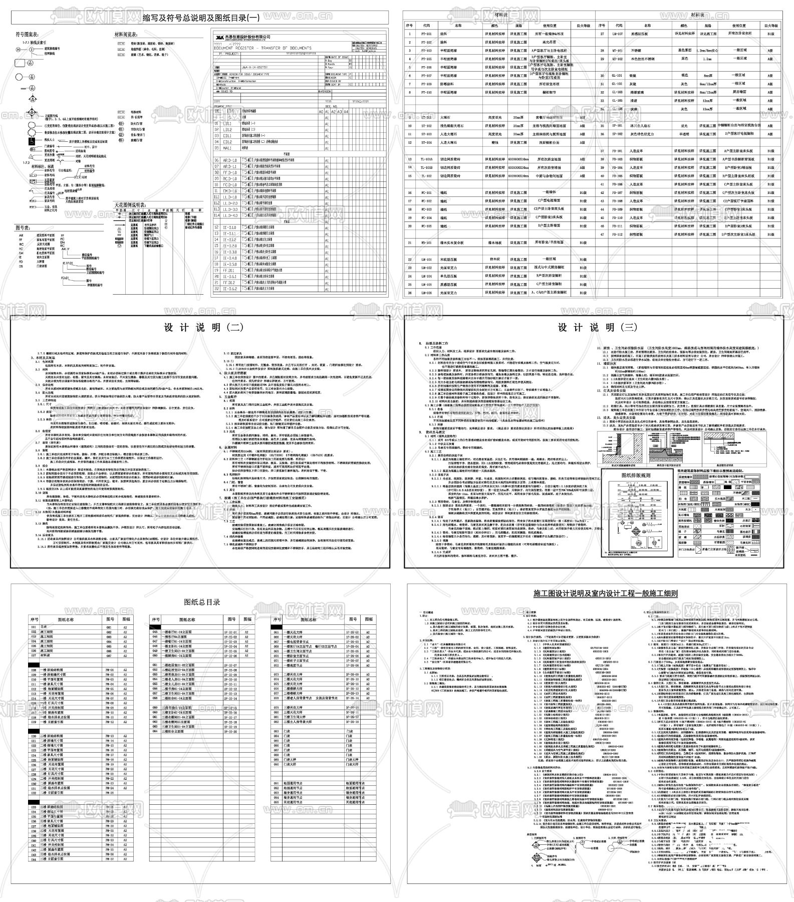 家装施工表说明目录图例说明cad平面图下载（渲染图6）