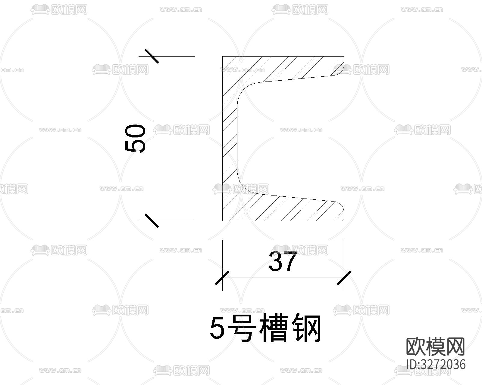 骑马钉 角钢 槽钢等五金件cad大样图下载（渲染图8）