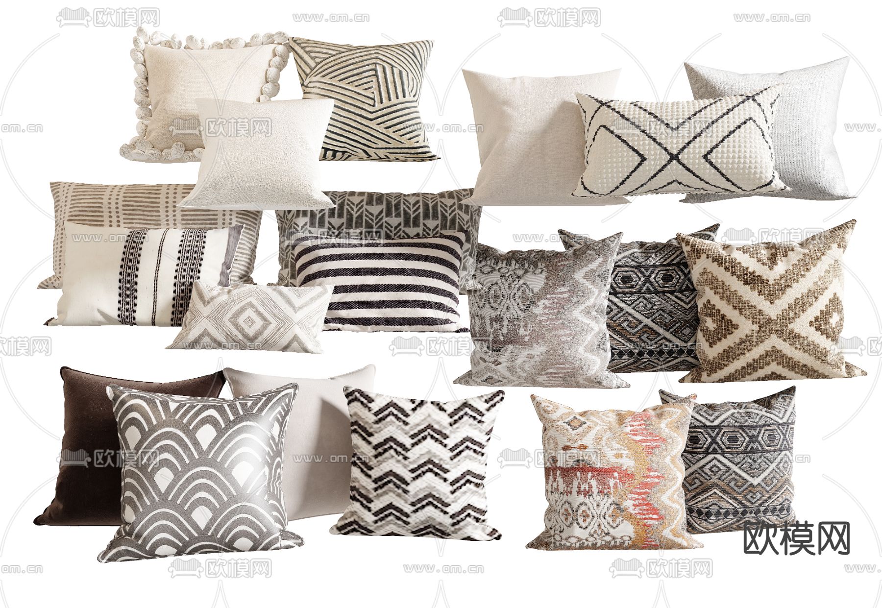 侘寂风抱枕 沙发抱枕3d模型下载