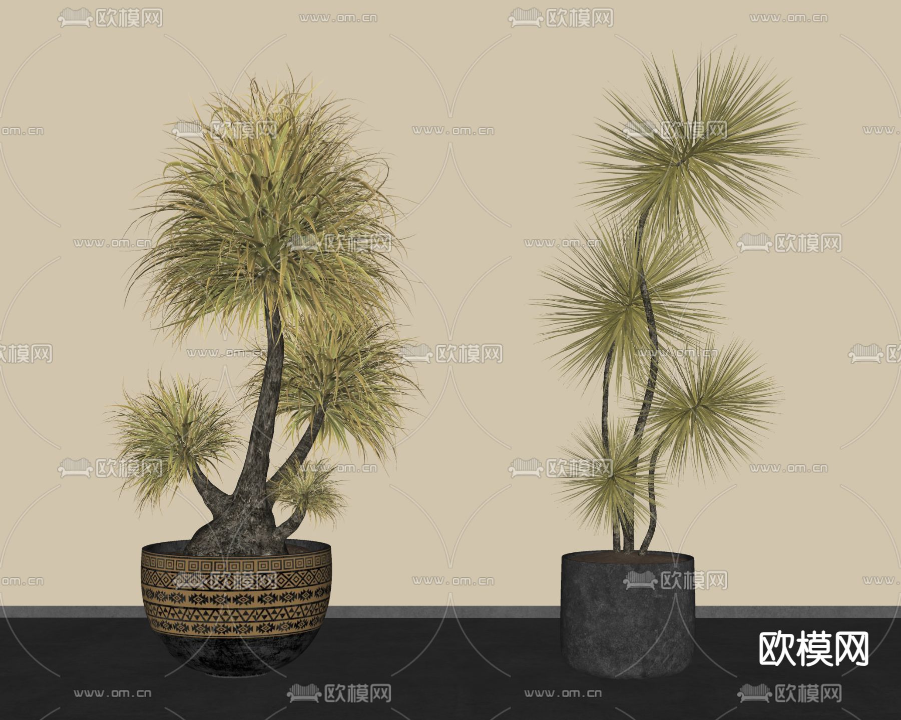 侘寂风盆景 盆栽su模型下载（渲染图1）