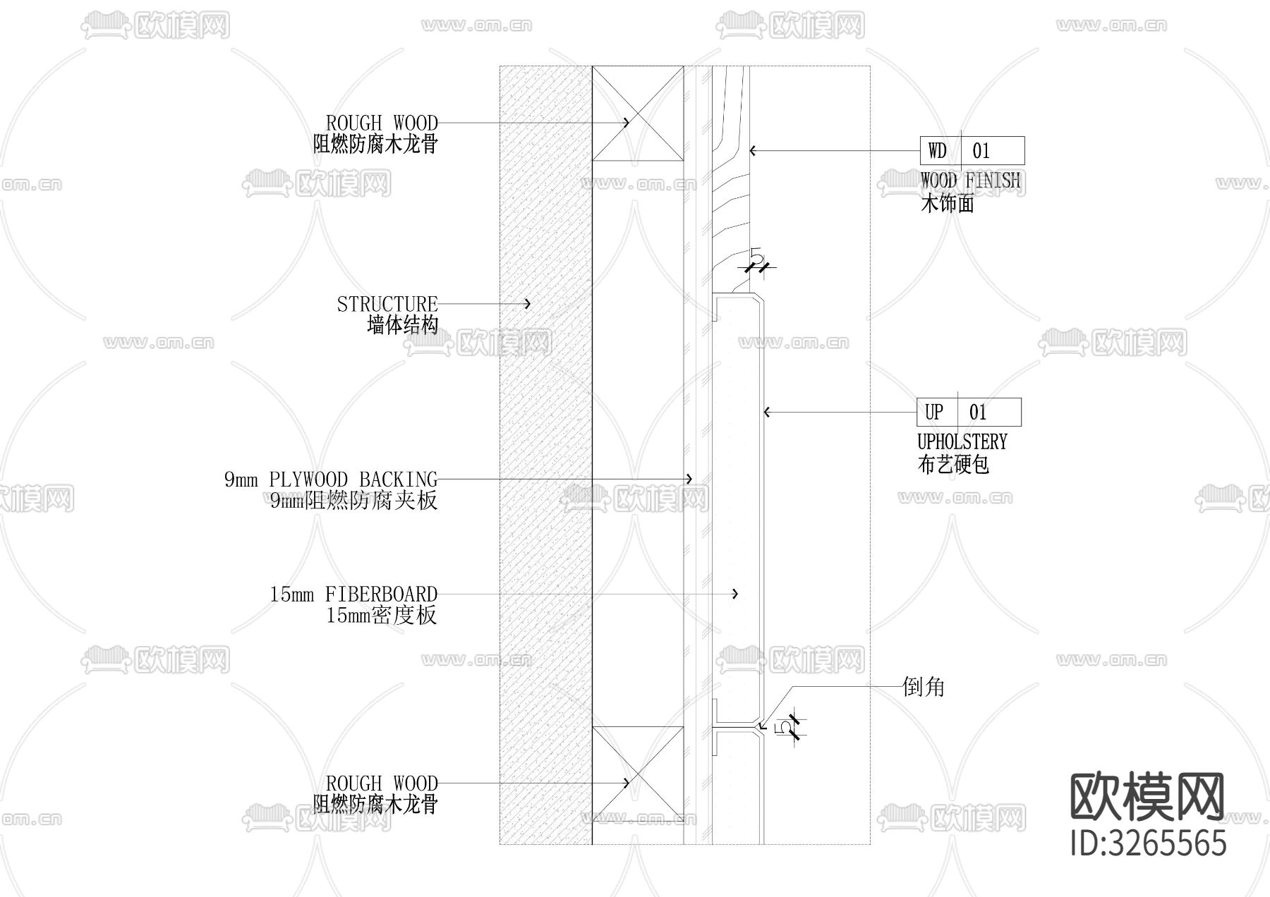 软硬包cad大样图下载（渲染图2）