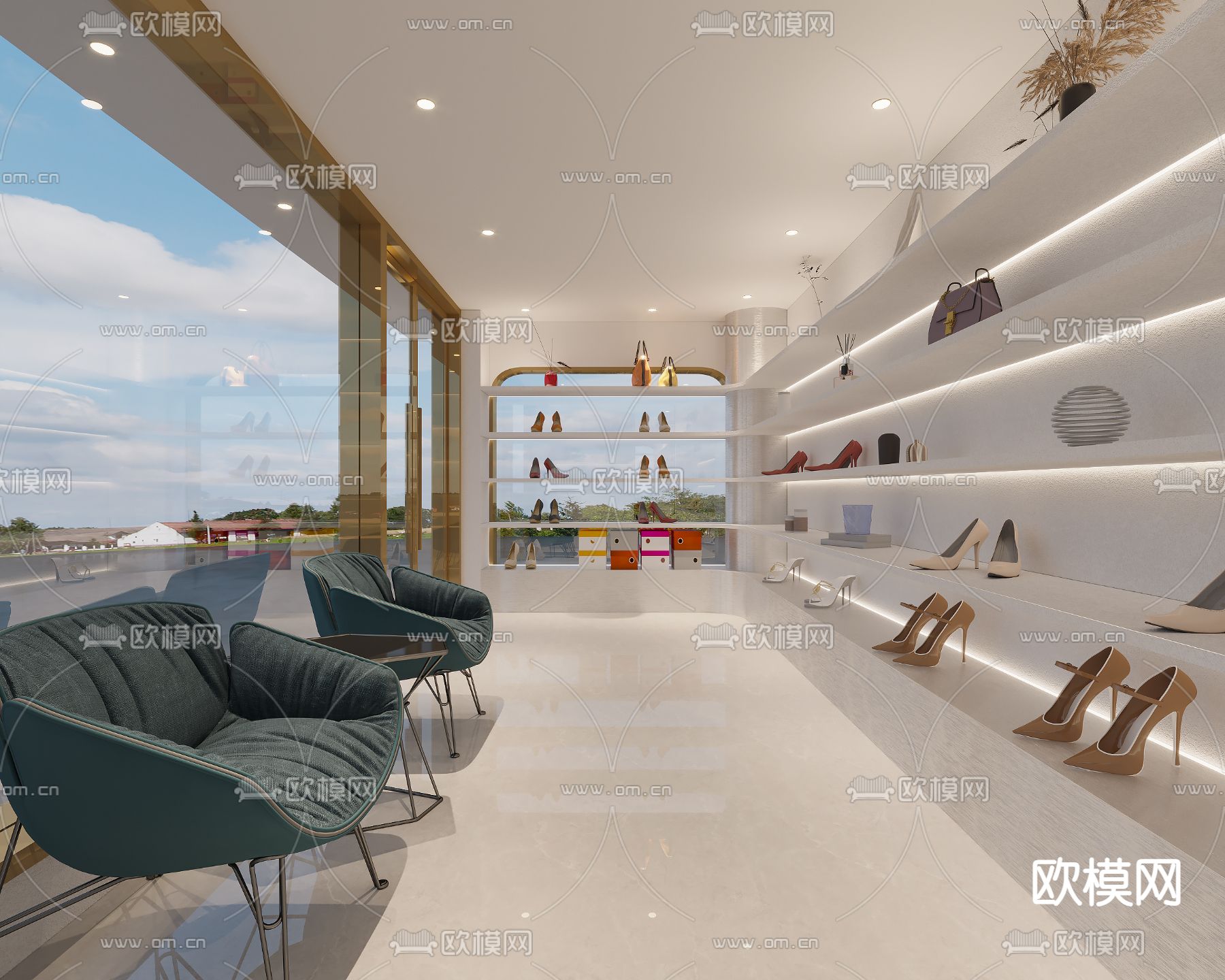 现代鞋店3d模型下载（渲染图3）