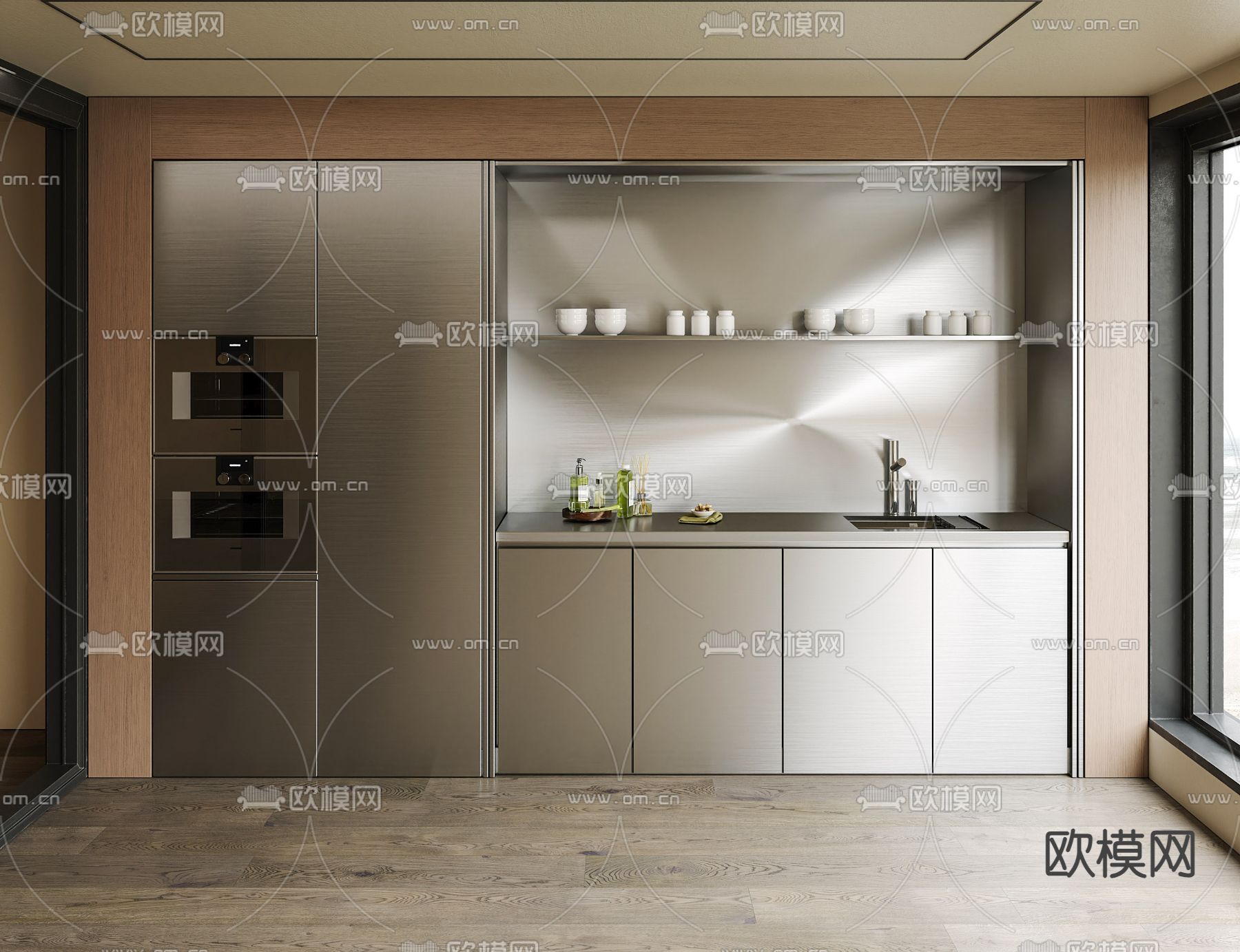 现代橱柜3d模型下载
