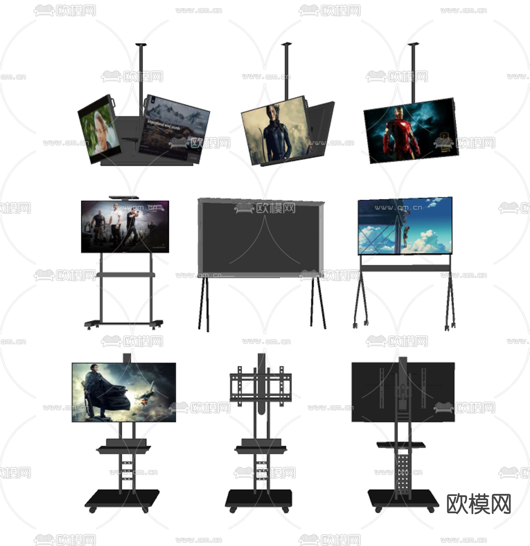 电视机架 液晶电视机su模型下载（渲染图1）