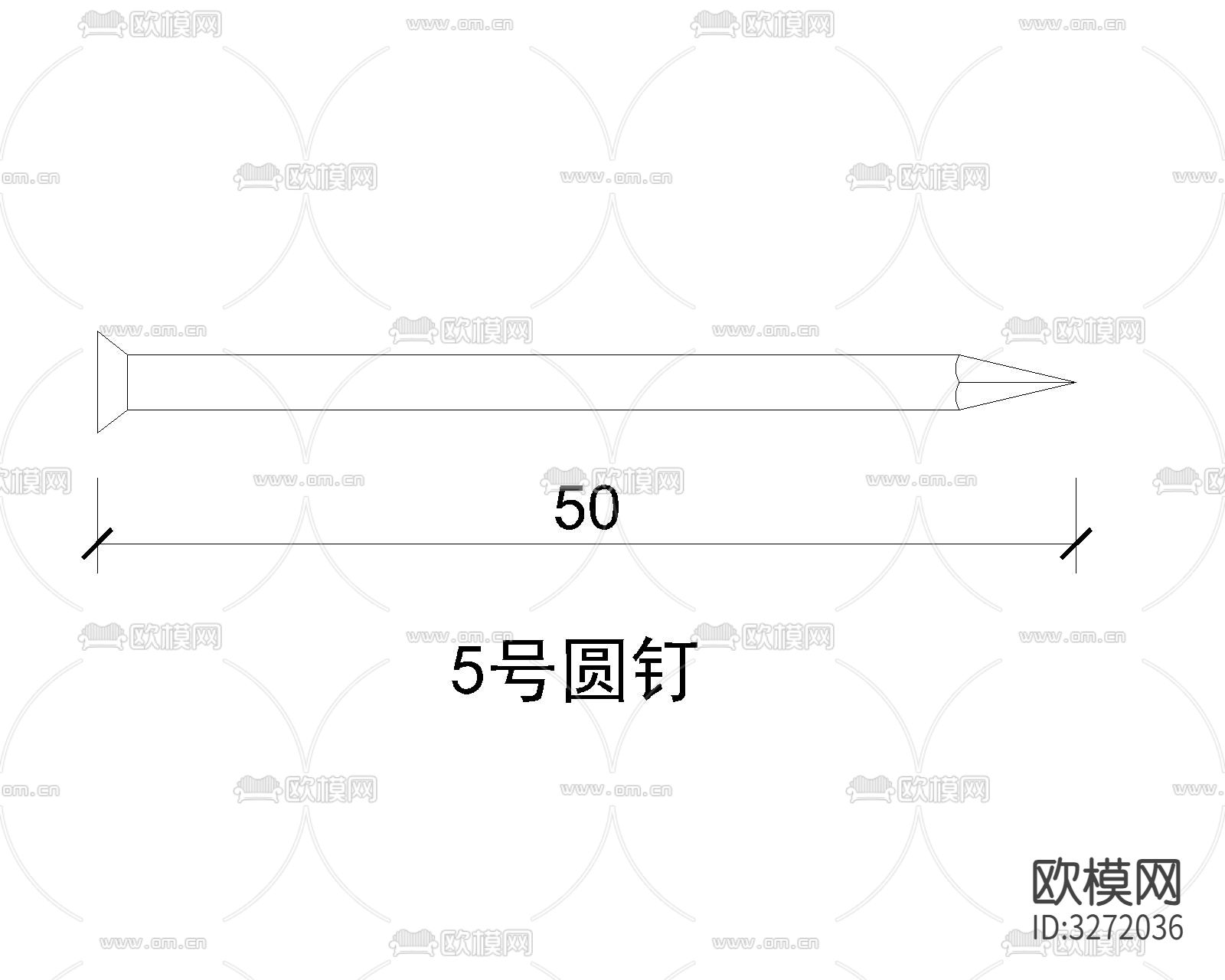 骑马钉 角钢 槽钢等五金件cad大样图下载（渲染图3）