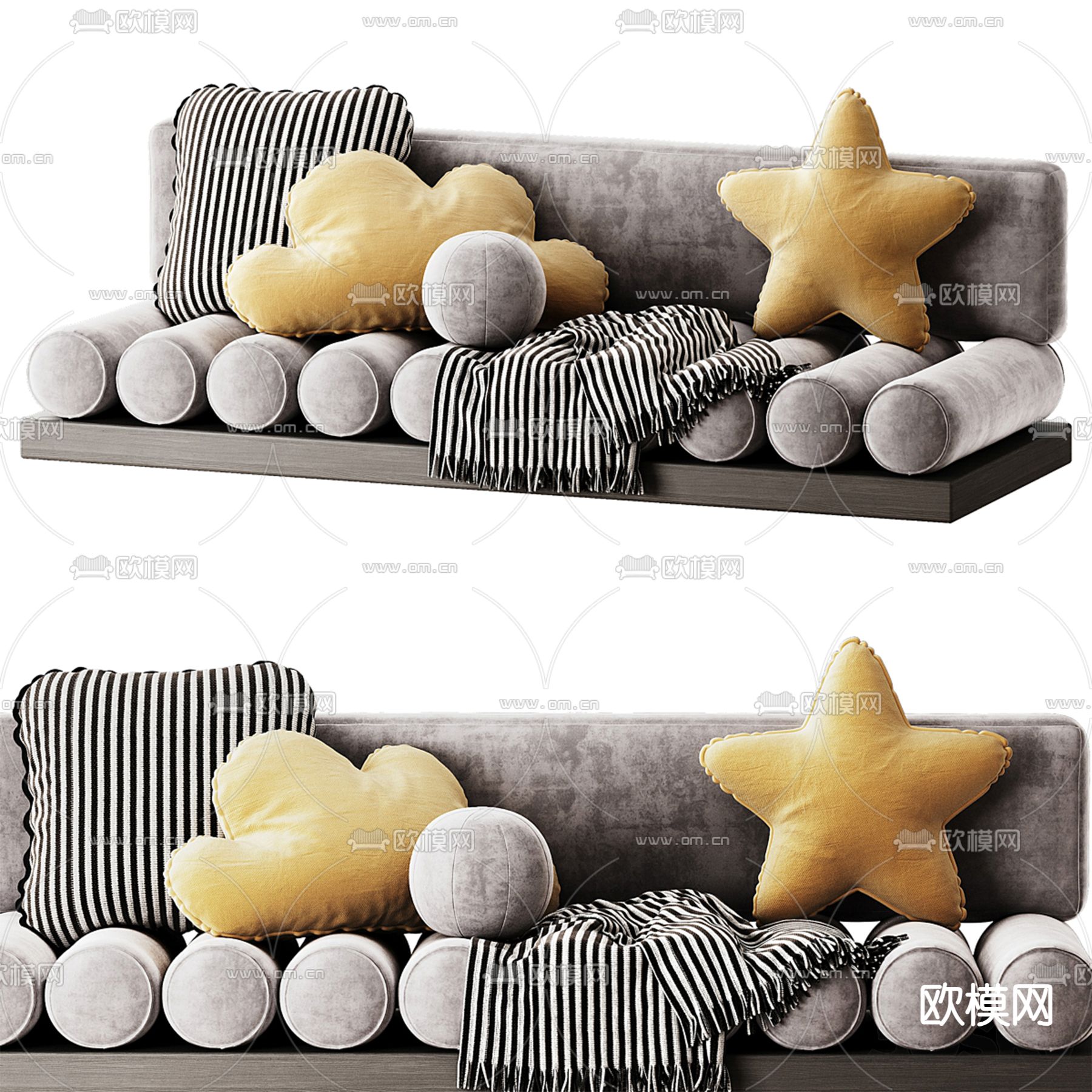 飘窗垫 沙发垫 靠垫 坐垫3d模型下载（渲染图1）