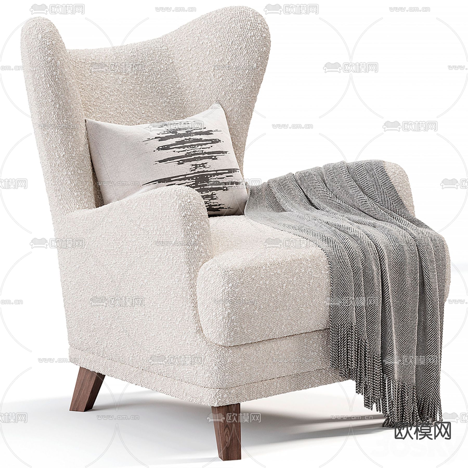 现代沙发椅 休闲椅 脚踏3d模型下载（渲染图2）