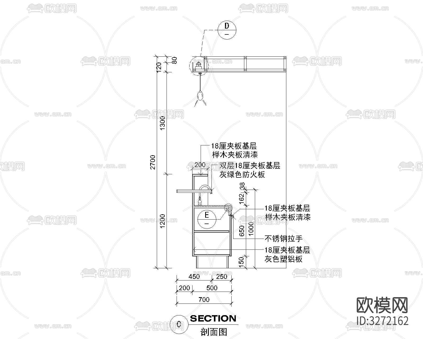 5套茶水台cad大样图下载（渲染图6）