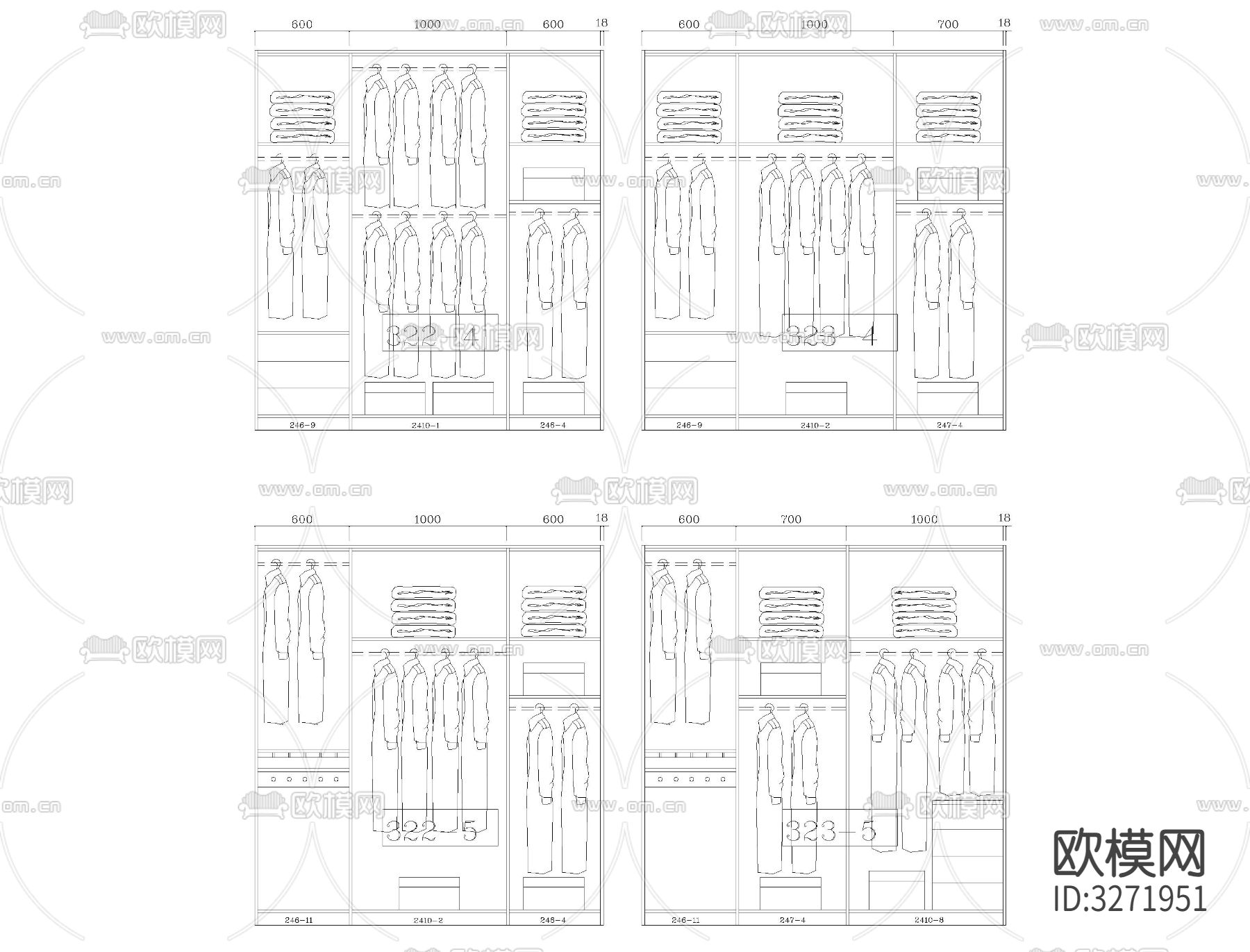 成品衣柜内部结构CAD图库下载（渲染图7）