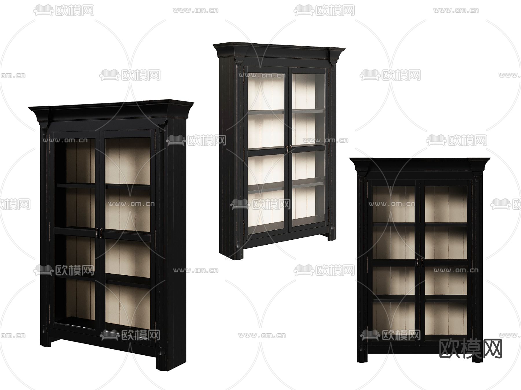 美式书柜 陈列柜3d模型下载