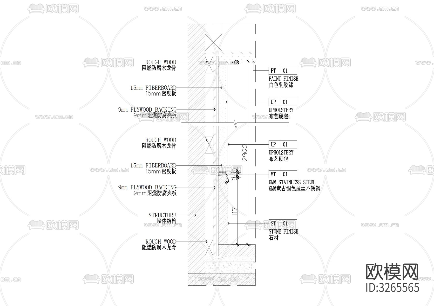 软硬包cad大样图下载（渲染图4）