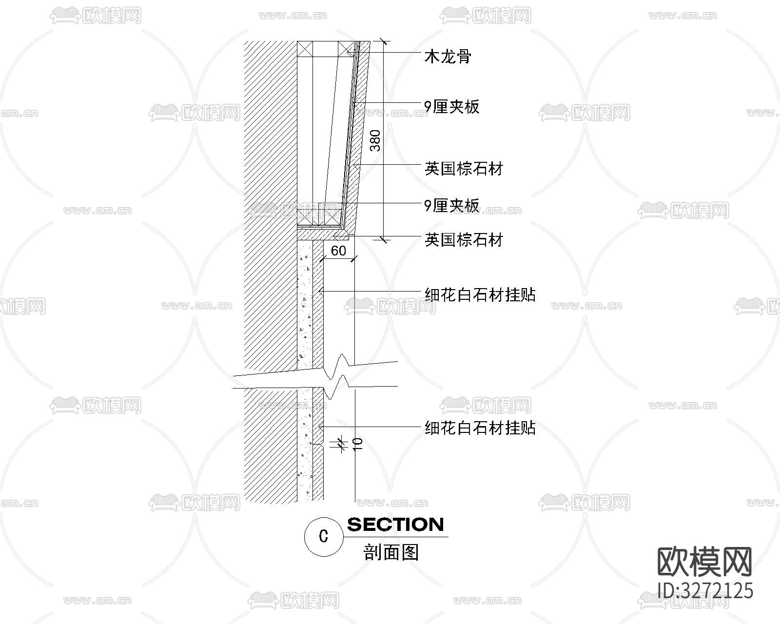 室内14套电梯间cad大样图下载（渲染图3）
