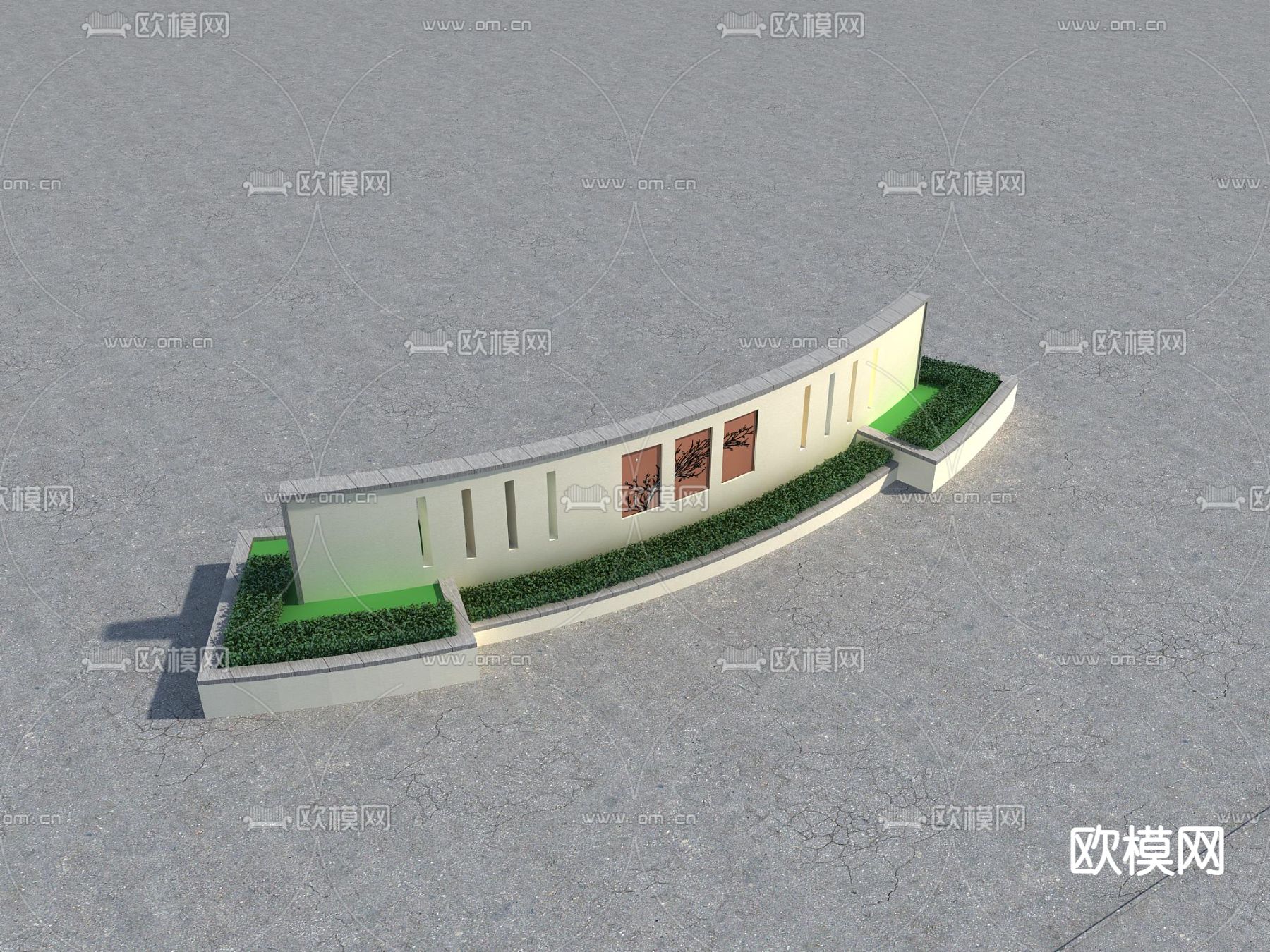 景墙小品 文化墙3d模型下载（渲染图2）
