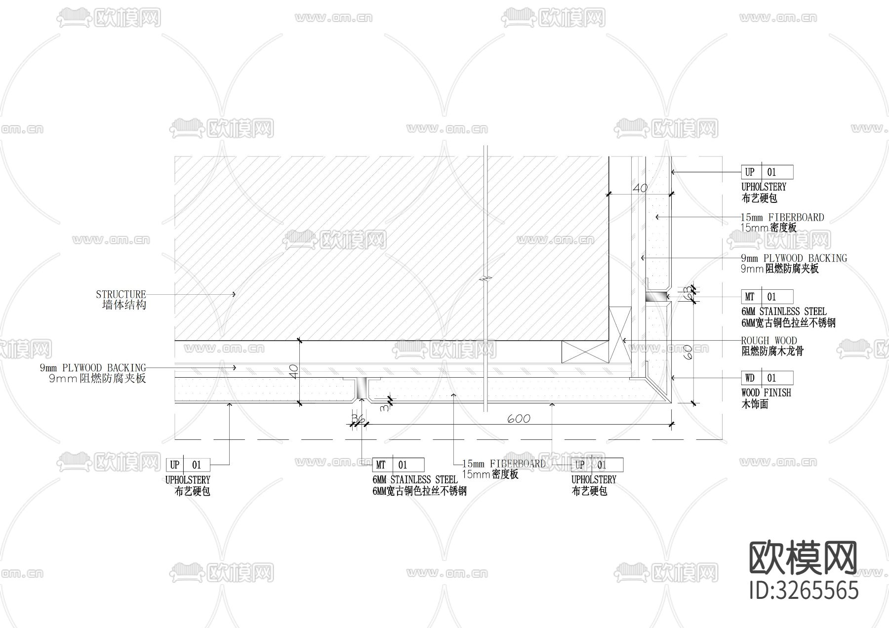 软硬包cad大样图下载（渲染图5）