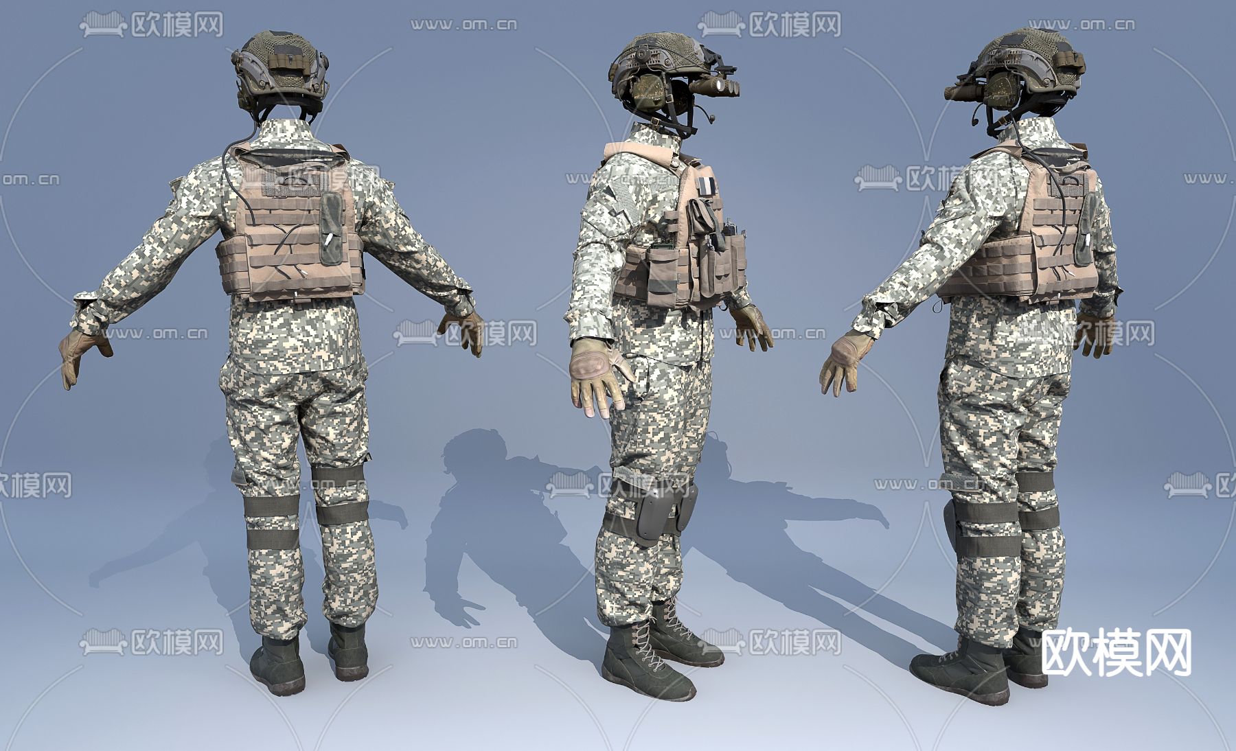 工业风战斗服 军服3d模型下载