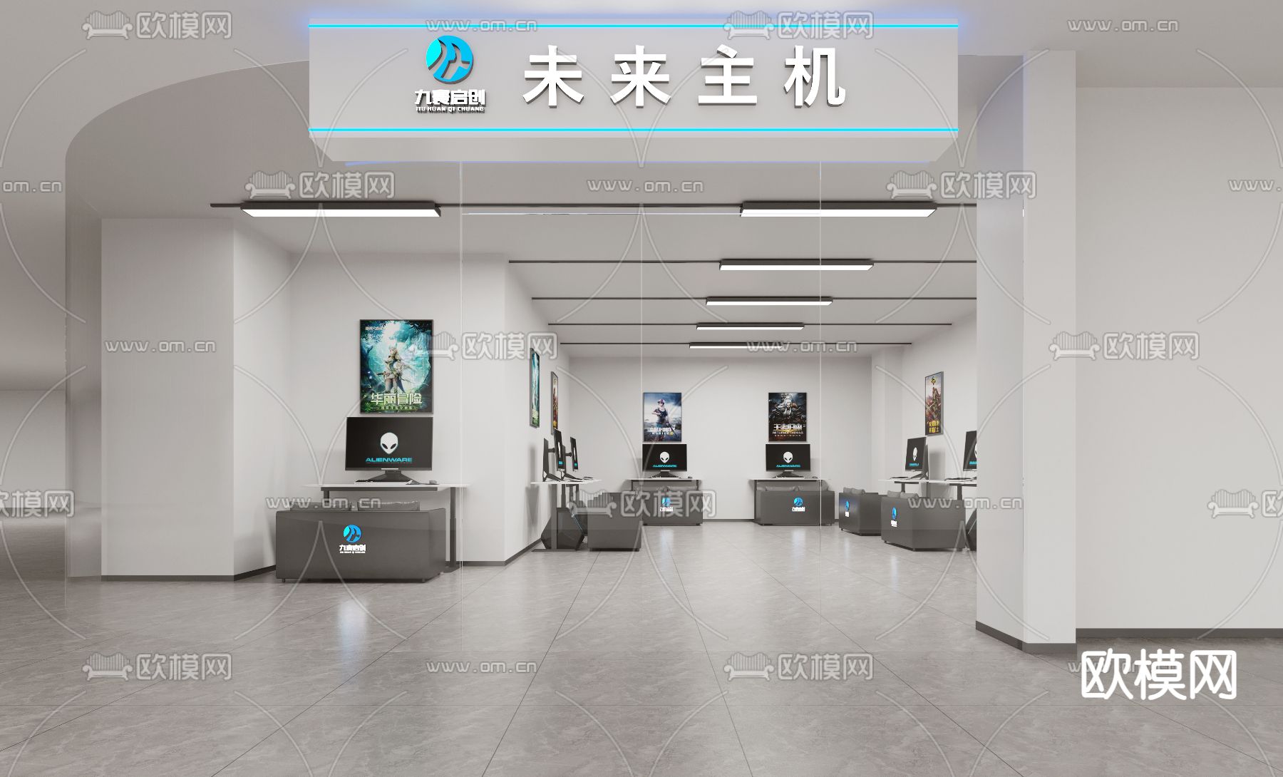现代网吧 网咖3d模型下载（渲染图1）