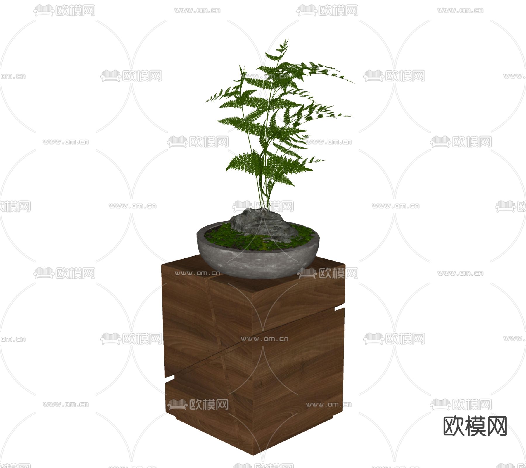 新中式盆栽 盆景su模型下载（渲染图1）