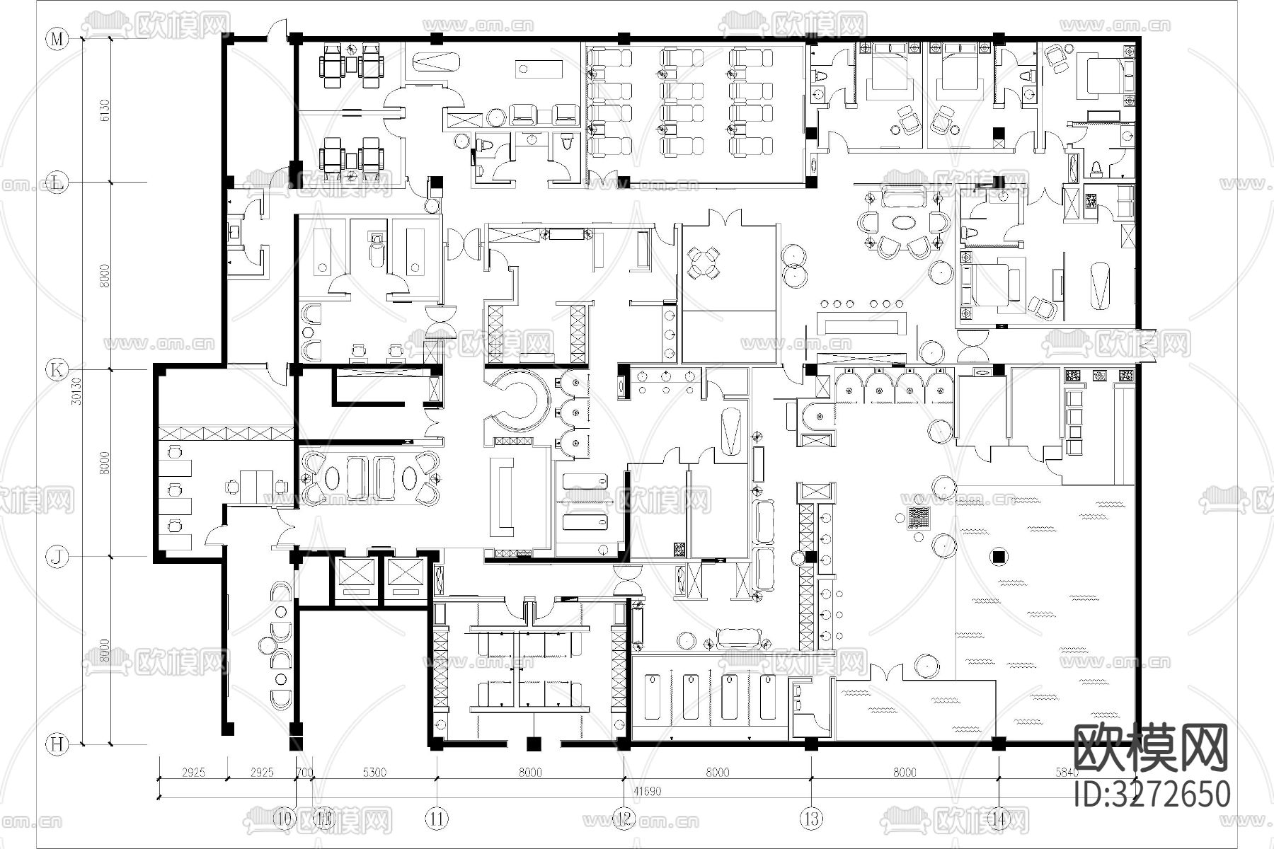 娱乐休闲会所平面布置cad图库下载（渲染图5）