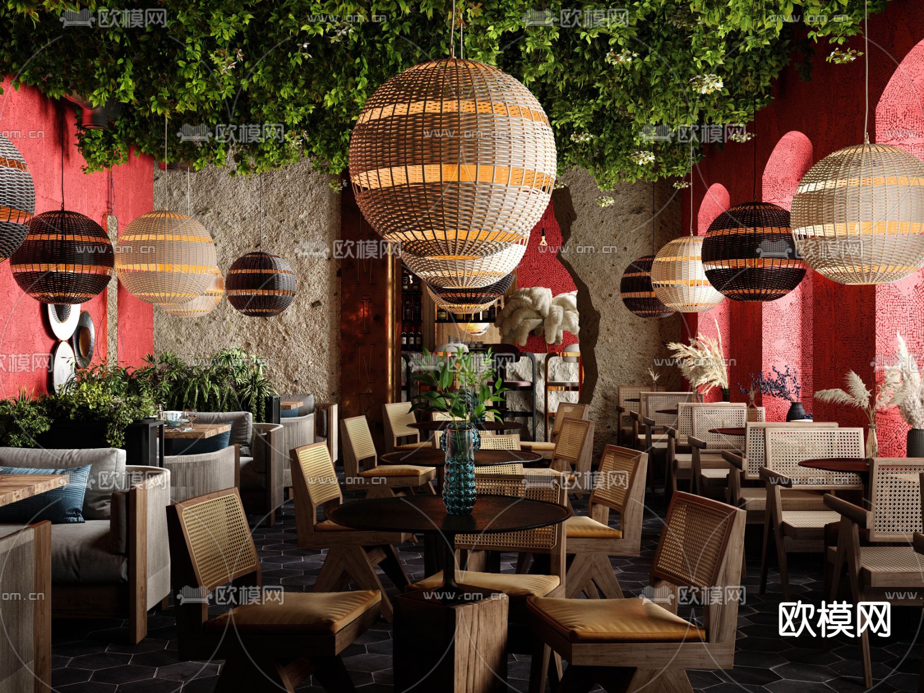 自然风餐厅 西餐厅3d模型下载