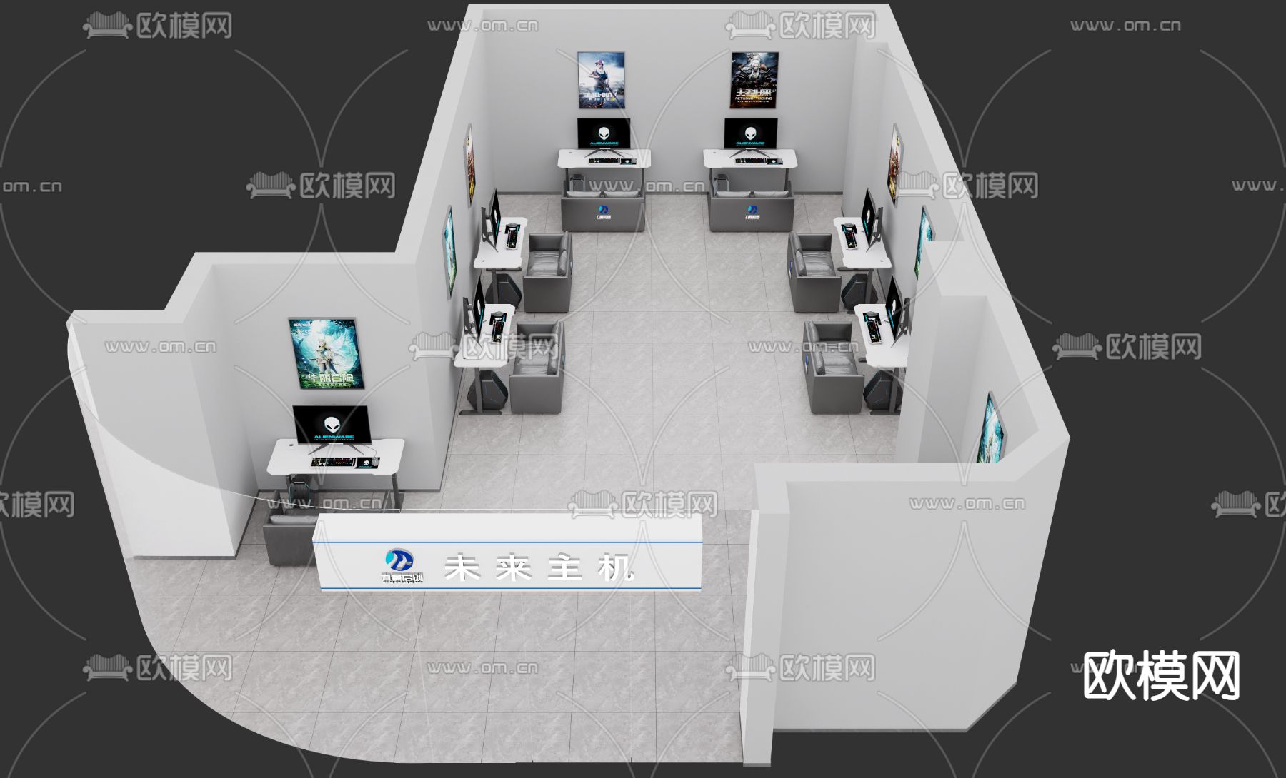现代网吧 网咖3d模型下载（渲染图3）