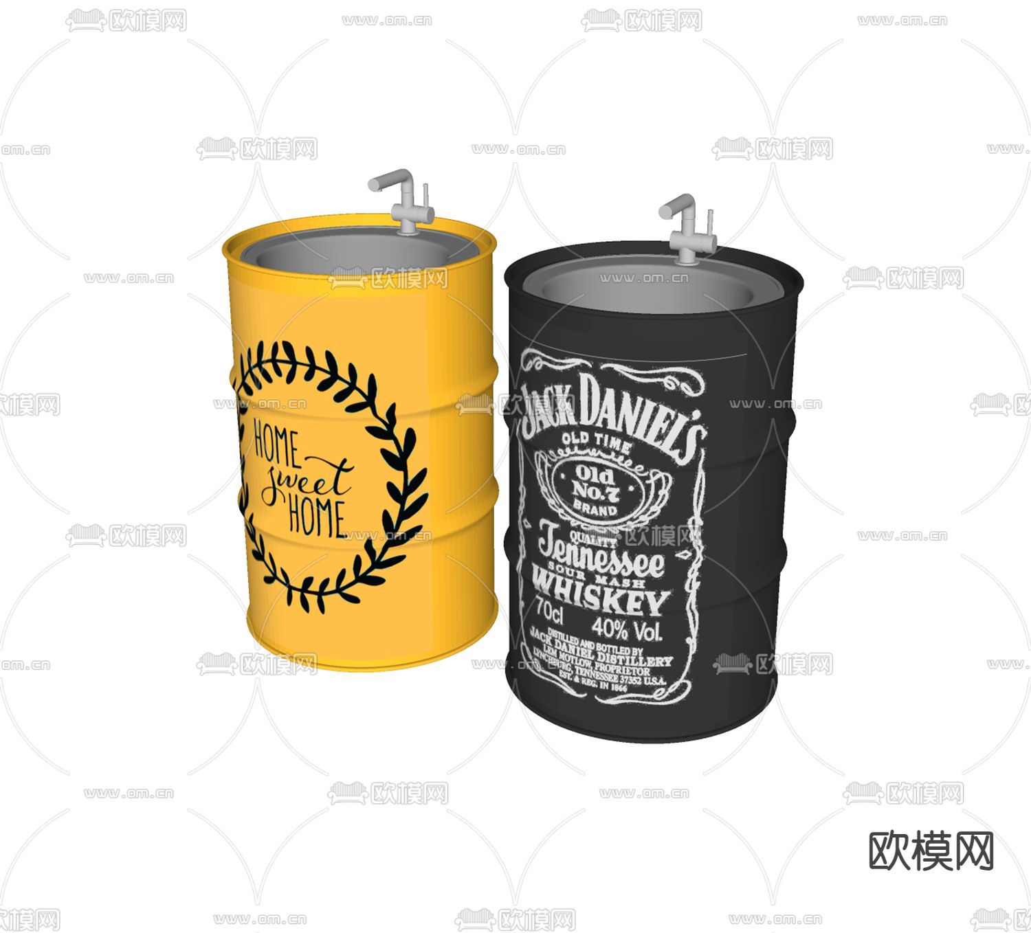 工业风洗手台 立式台盆 柱盆su模型下载（渲染图1）