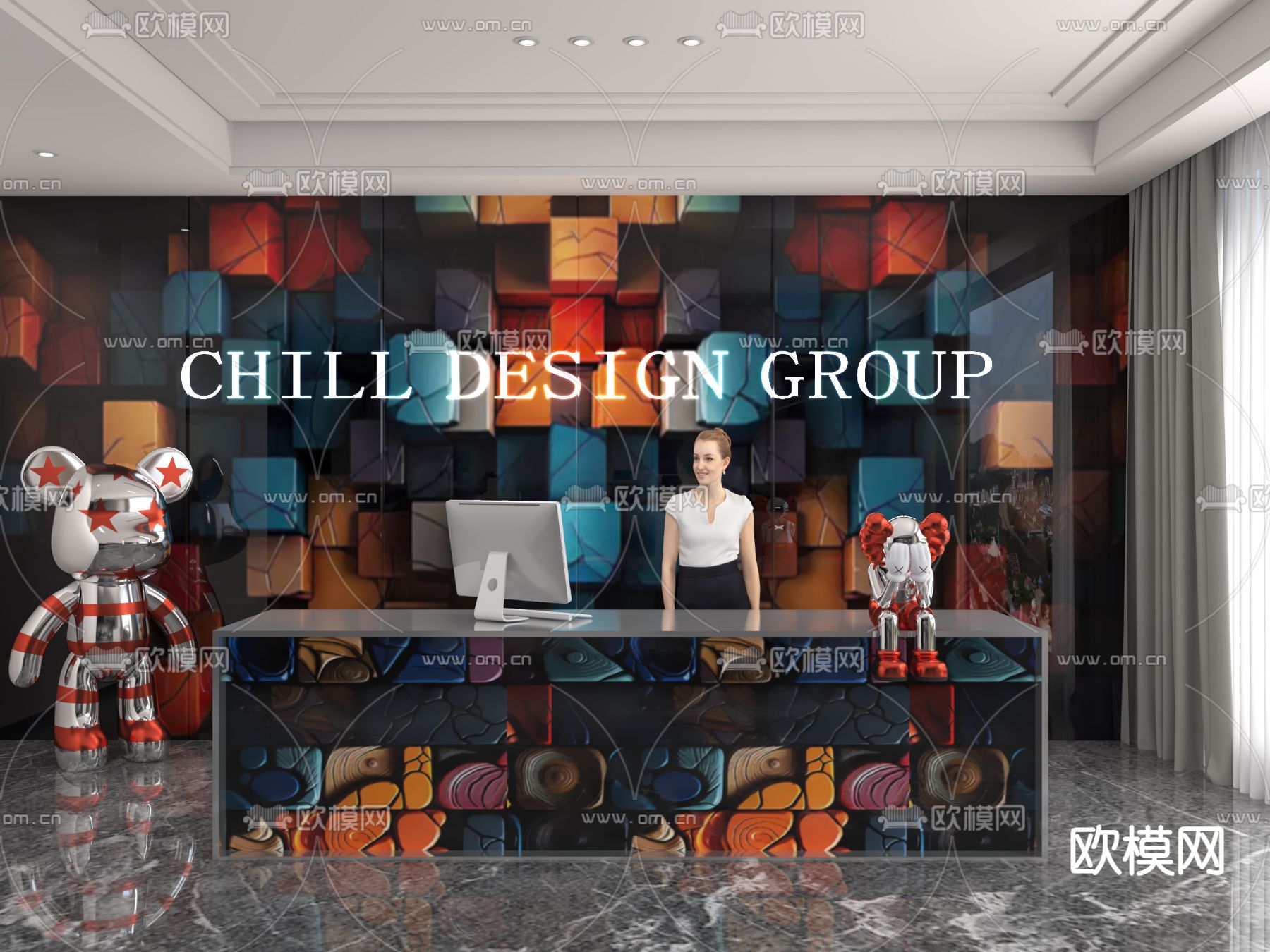 前台 接待台 服务台3d模型下载