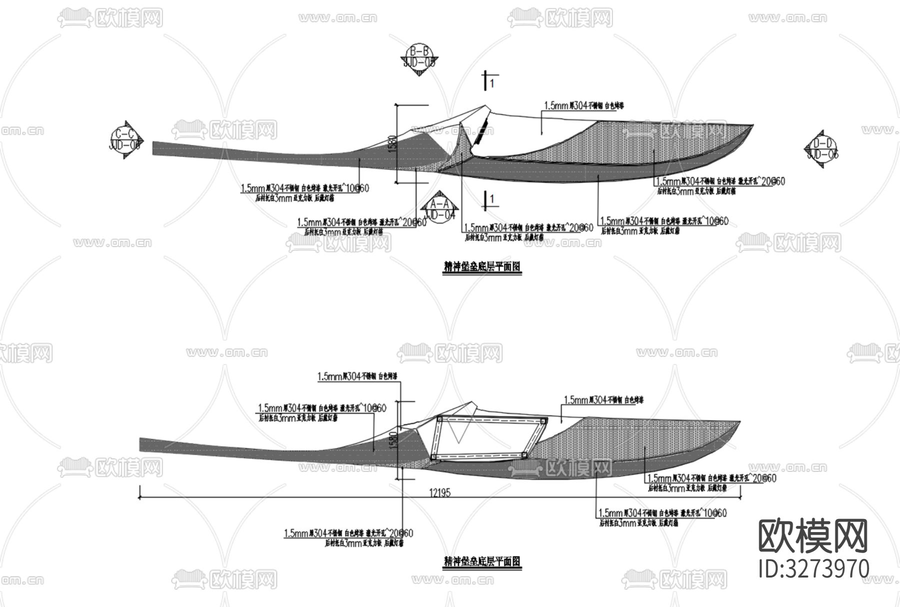 导视牌cad大样图下载（渲染图6）