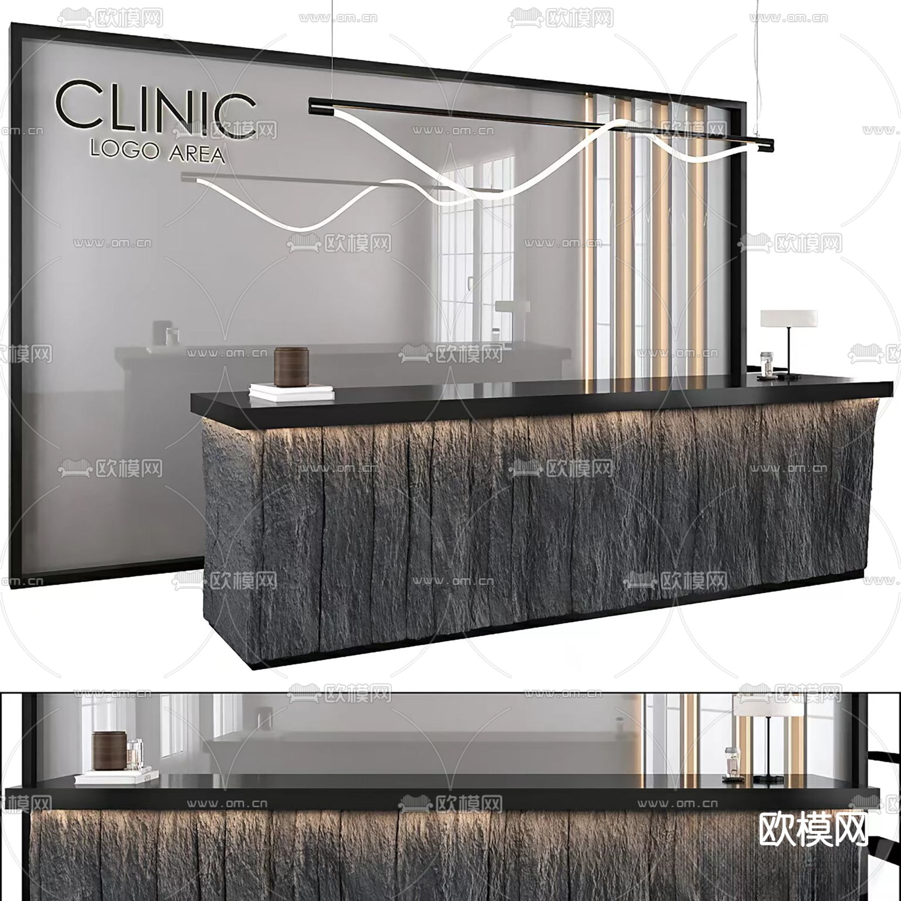 kitchen 前台 服务台 接待台3d模型下载（渲染图2）