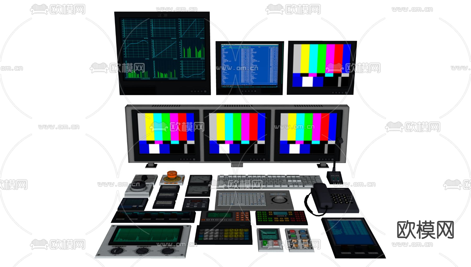 工业风控制器 开关 控制中心 控制按键su模型下载（渲染图2）