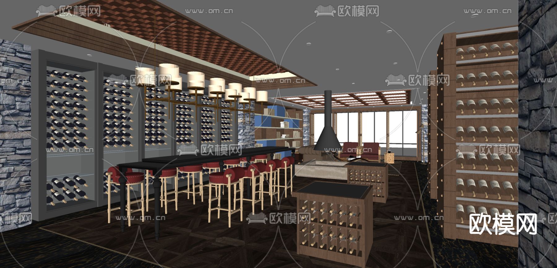 藏酒室su模型下载（渲染图1）