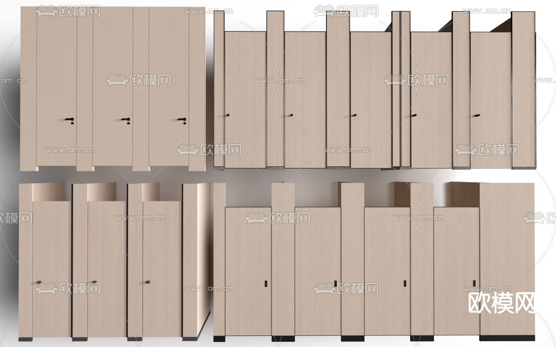 公共卫生间 公共厕所 卫生间隔间su模型下载（渲染图1）