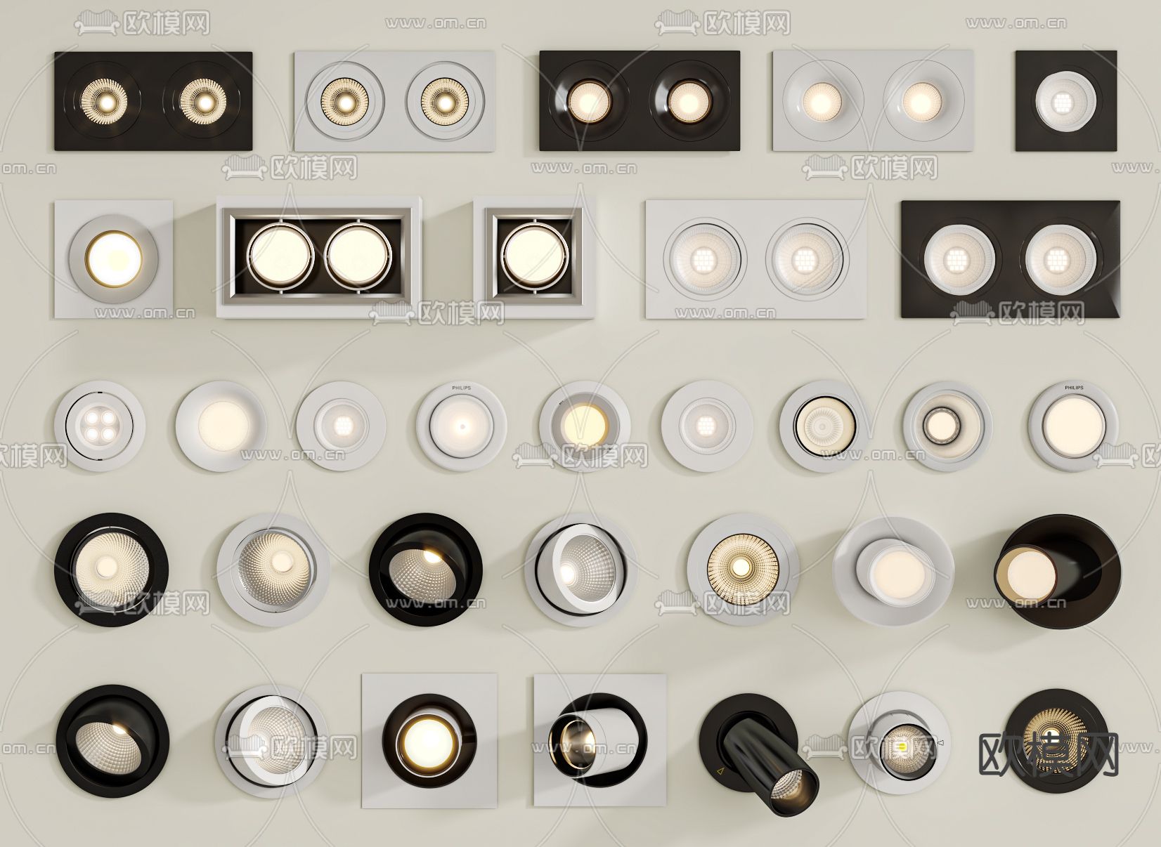 筒灯 射灯 牛眼灯su模型下载（渲染图1）