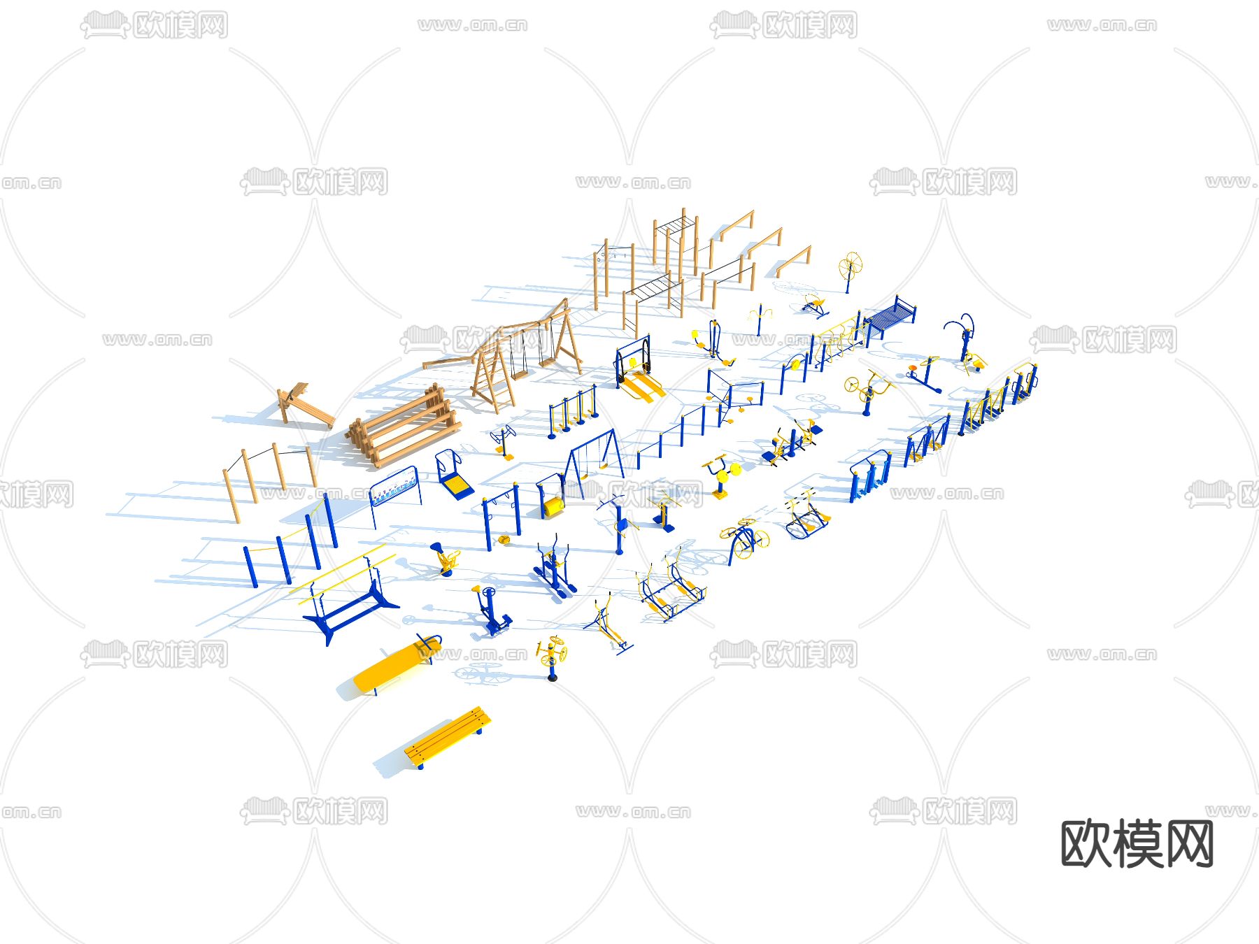户外健身 健身器材3d模型下载