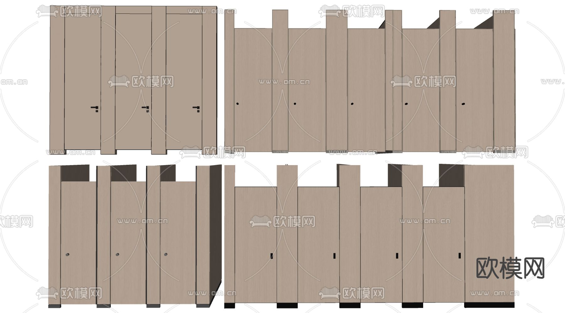 公共卫生间 公共厕所 卫生间隔间su模型下载（渲染图3）