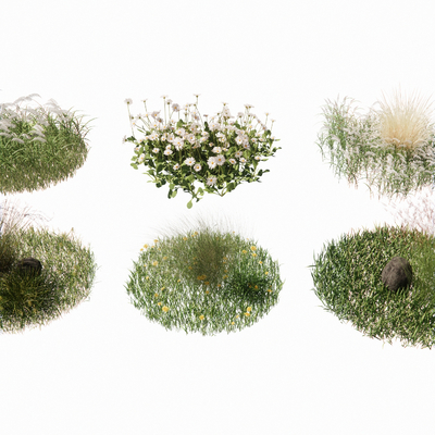  草坪 草皮 花草地被su模型 