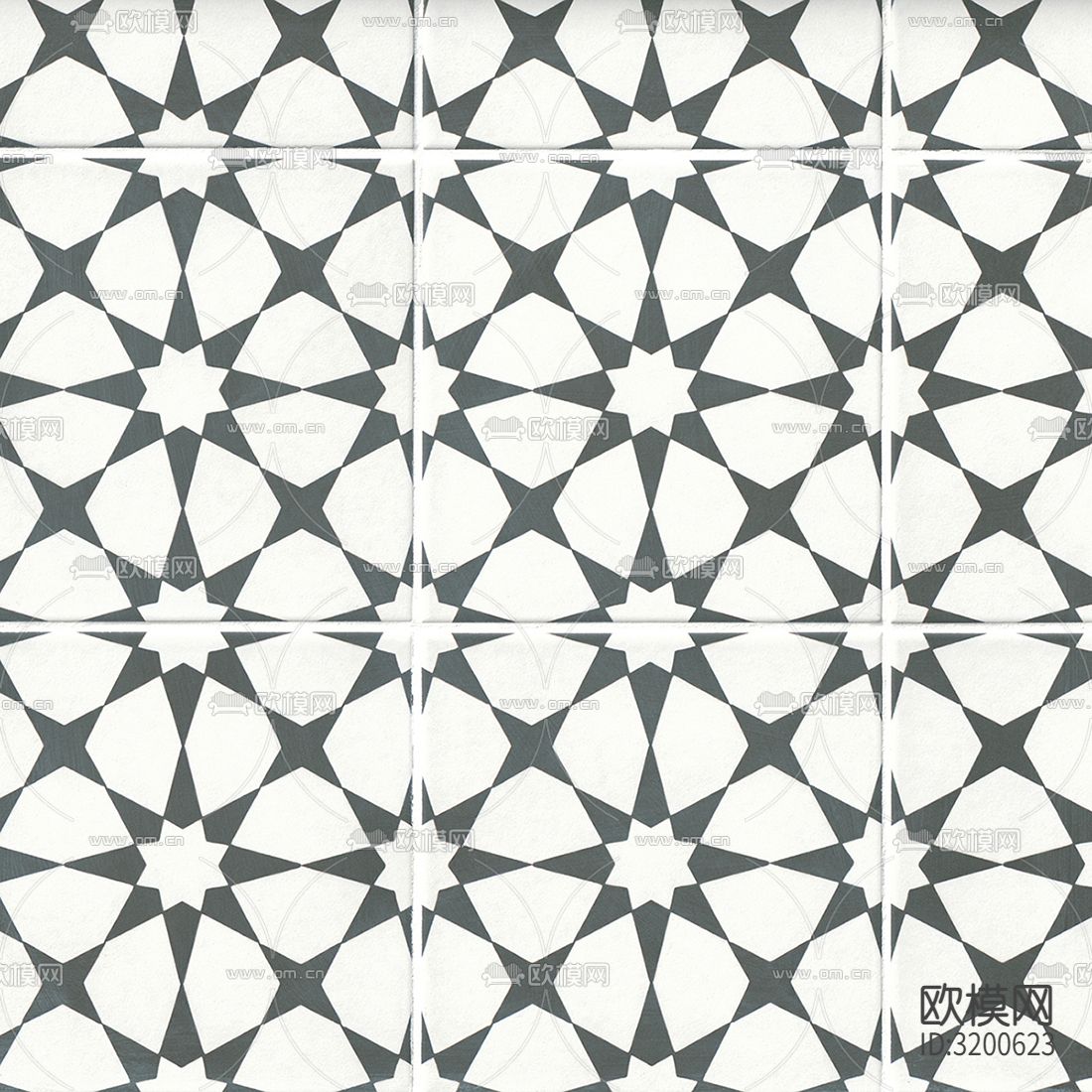 白色花砖石材拼花贴图下载