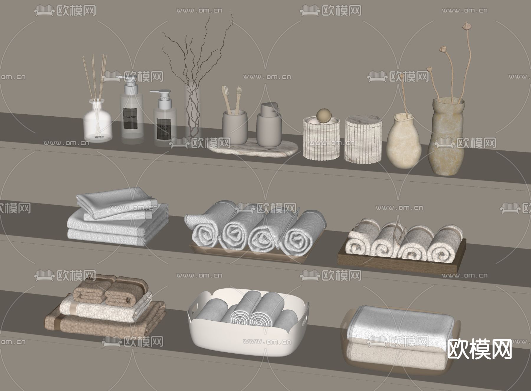 毛巾框 洗浴用品su模型下载（渲染图1）