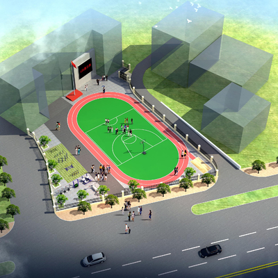  小学校园鸟瞰su模型 