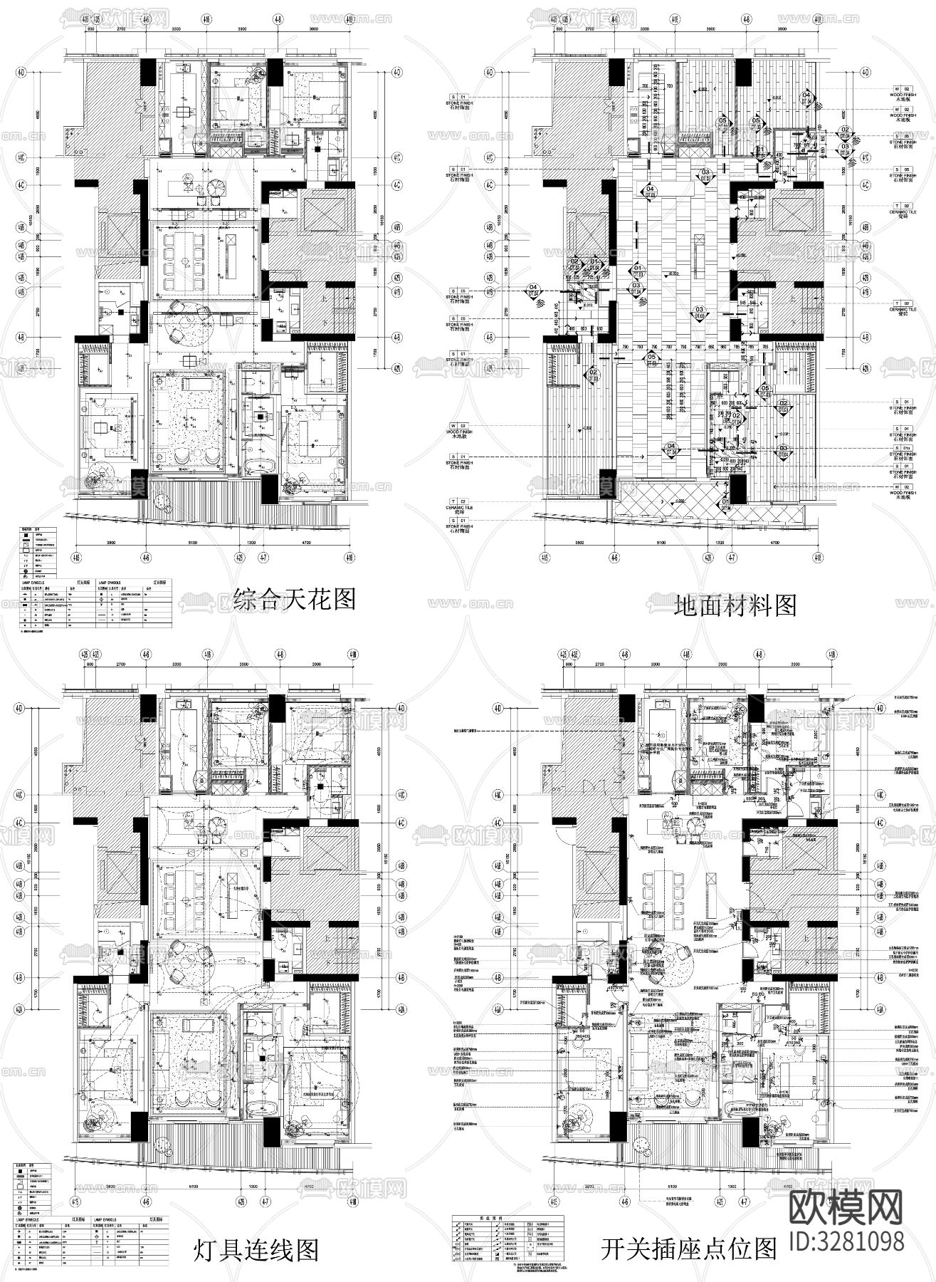 家具强电弱电给排水插座空调cad施工图下载（渲染图8）