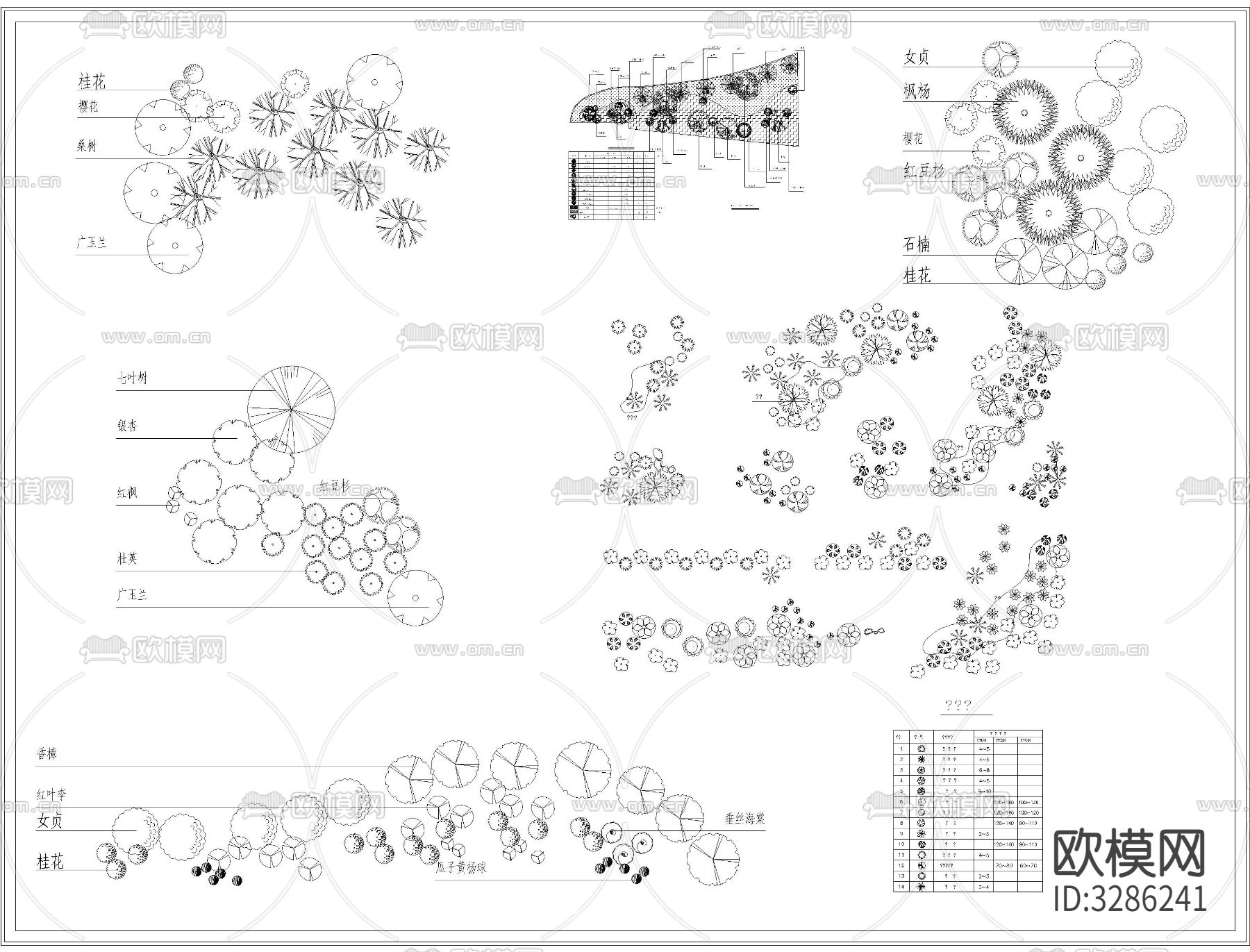 植物组团搭配cad施工图下载（渲染图4）