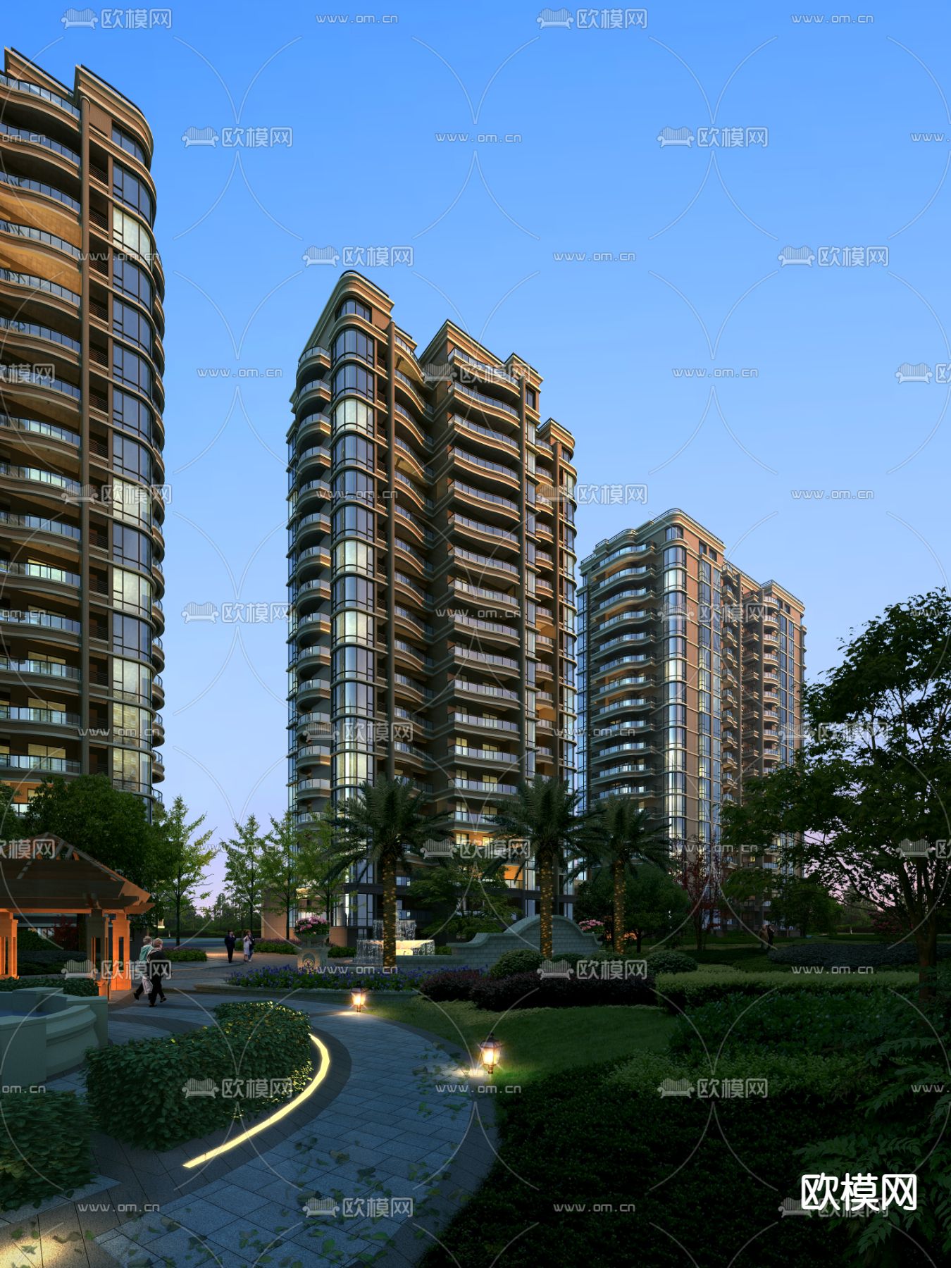 高层小区住宅内庭PSD下载