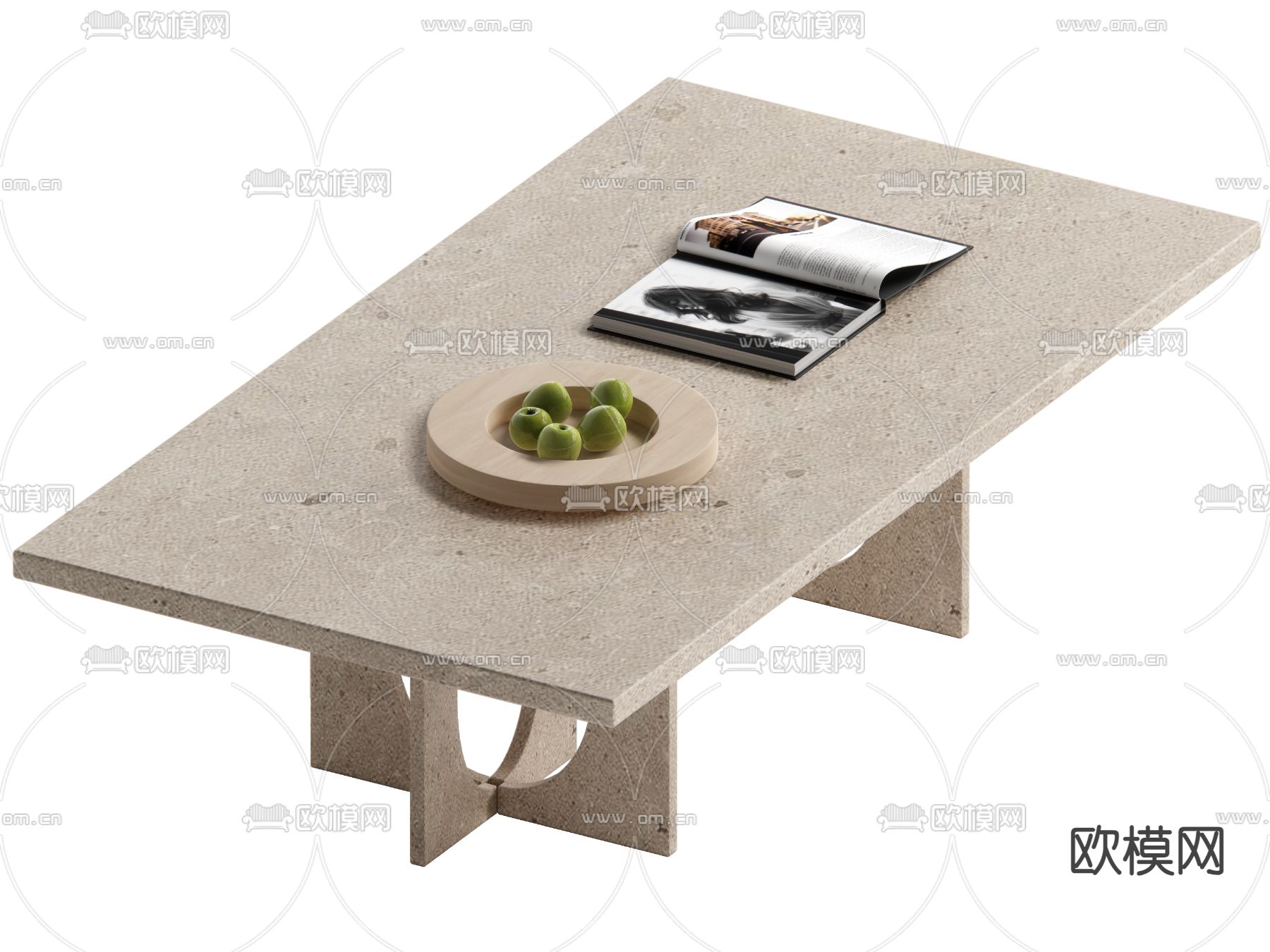 侘寂风茶几su模型下载（渲染图1）