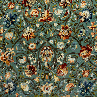  绿色花艺壁纸墙布 