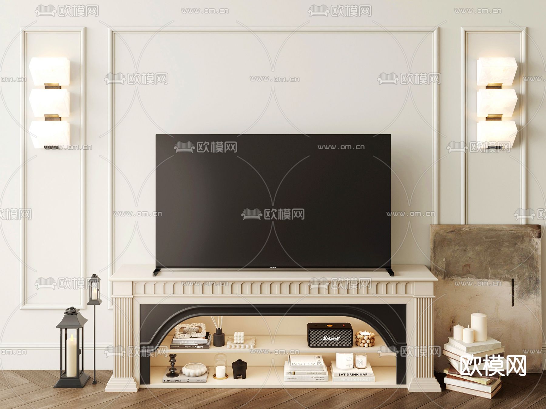 法式壁炉 电视柜3d模型下载